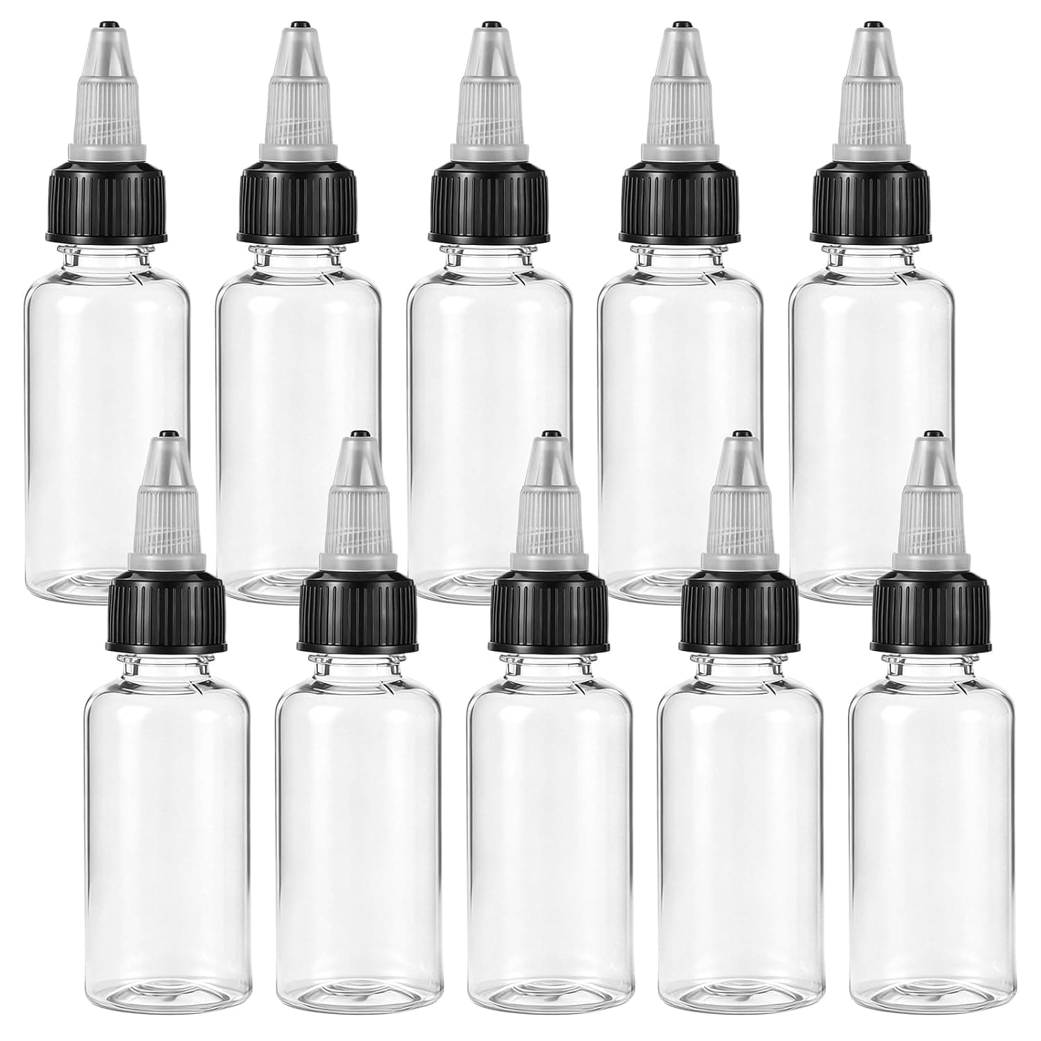 Plastic Squeeze Bottles for Liquid Dispensing and Storage 30ml Small Clear Containers with Adjustable Twist Top Cap for Kitchen Crafting and Laboratory Applications 10 Pieces