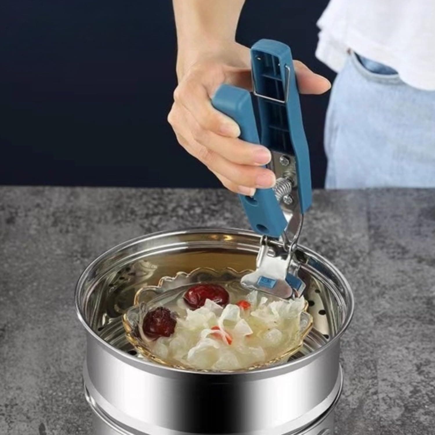 Stainless Steel Anti-Scalding Clip Bowl Plate Pot Clamps Microwave Tools Gripper Hot Food Dishes Tongs Kitchen Tools Clipping (Bowl tongs)