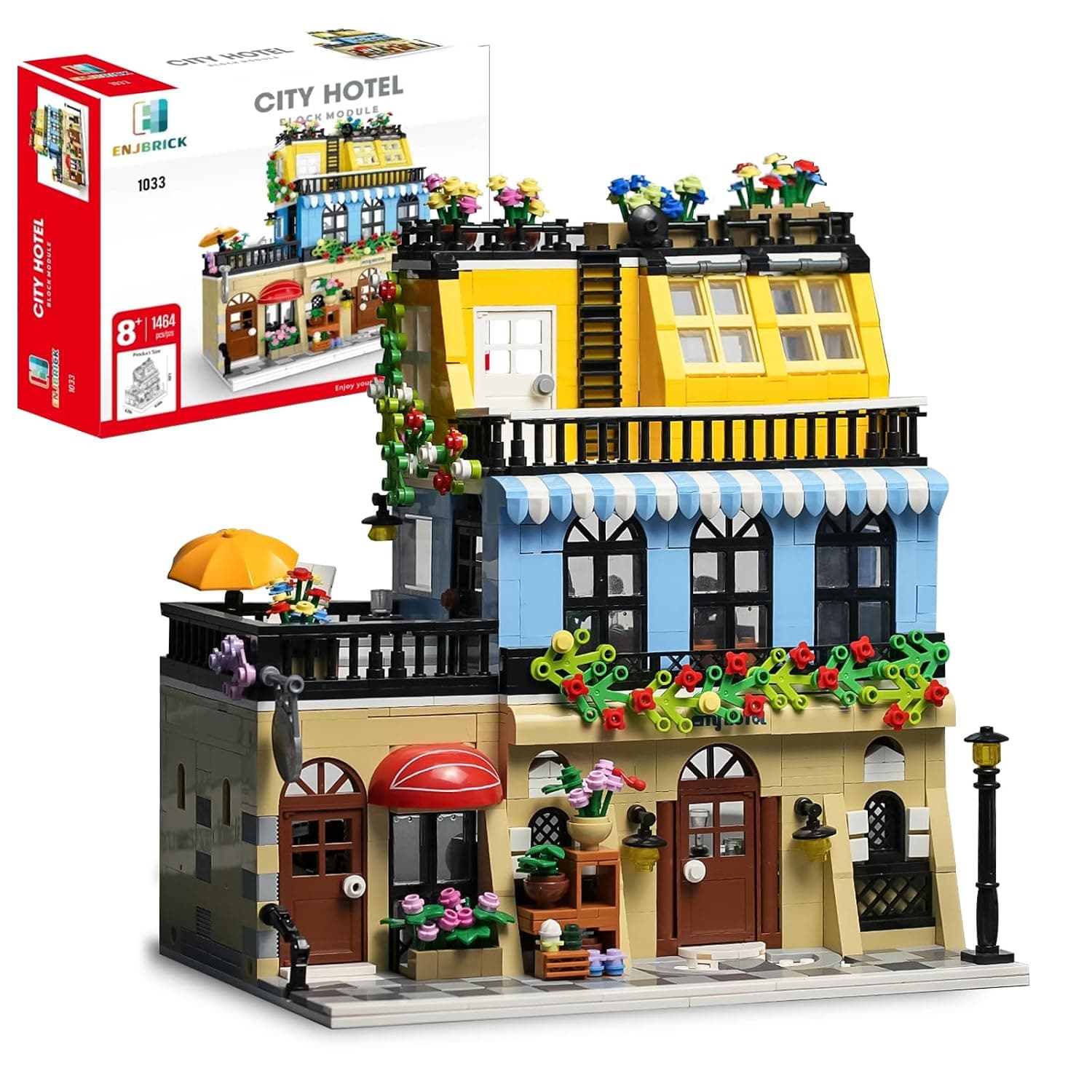 Flowers City Hotel House Building Kit, Compatible with Legos Friends Building Toy Set with Apartmant and Shops for Girls and Adults 1464pcs (1033) | Creator Building Toy Set with Apartmant and Shops For Girls and Adults 1464 pcs