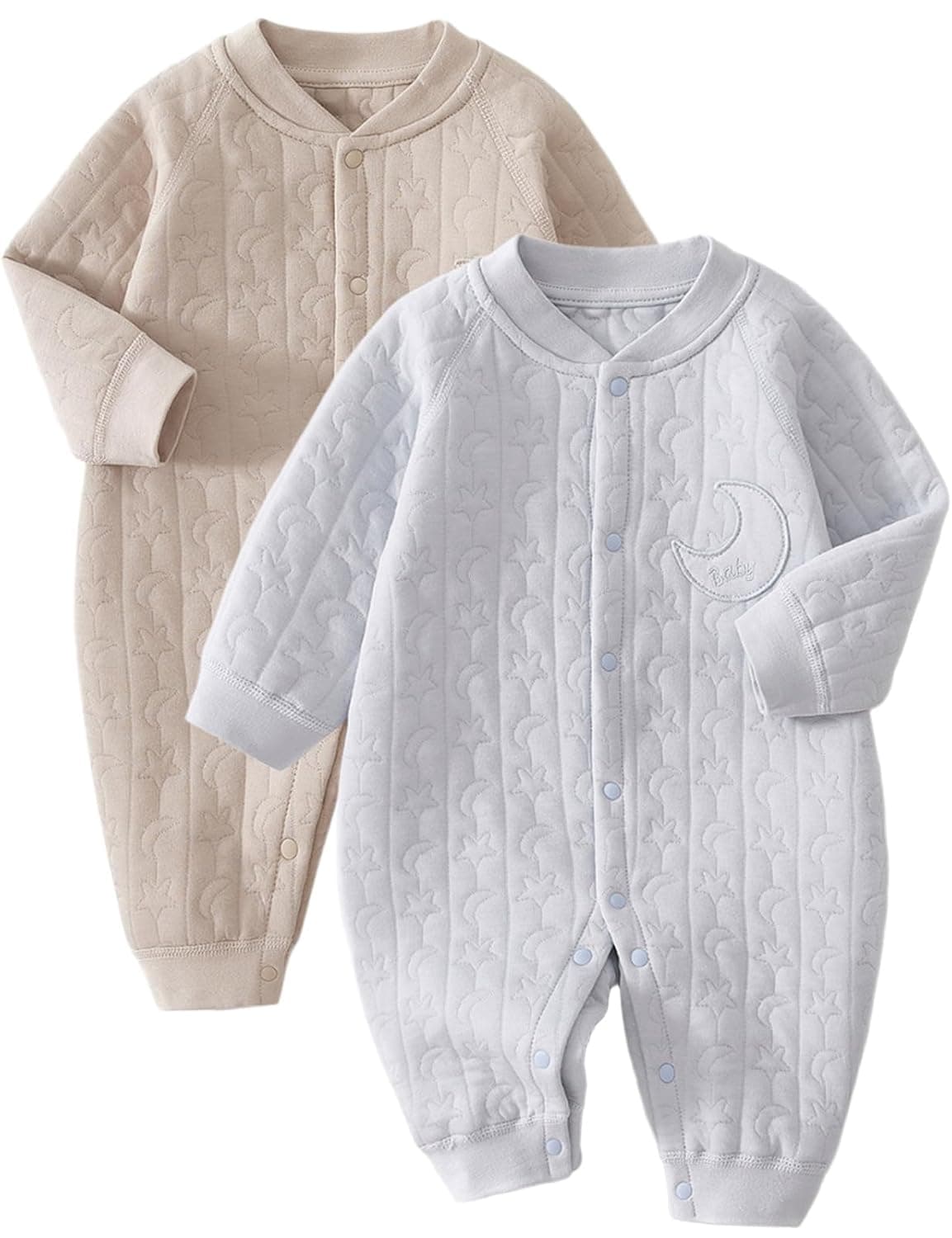 ZONEY Newborn Knit Bodysuit, Baby Long Sleeve Button Jumpsuit, Infant Boys and Girls Romper Clothes, Baby Home Outfit for Spring Autumn Winter