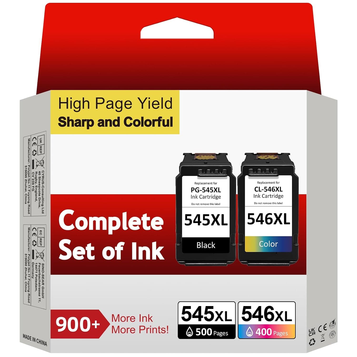 Sunnieink 545 546 Ink Cartridges XL, PG-545 CL-546 XL Replacement for Canon 545 546, Printer Ink 545 546 for Pixma TS3300 TR4500 TS3450 MG2550s TS3150 MX495 MX490 TR4550 TR4551 TS3100 (Black, Colour)
