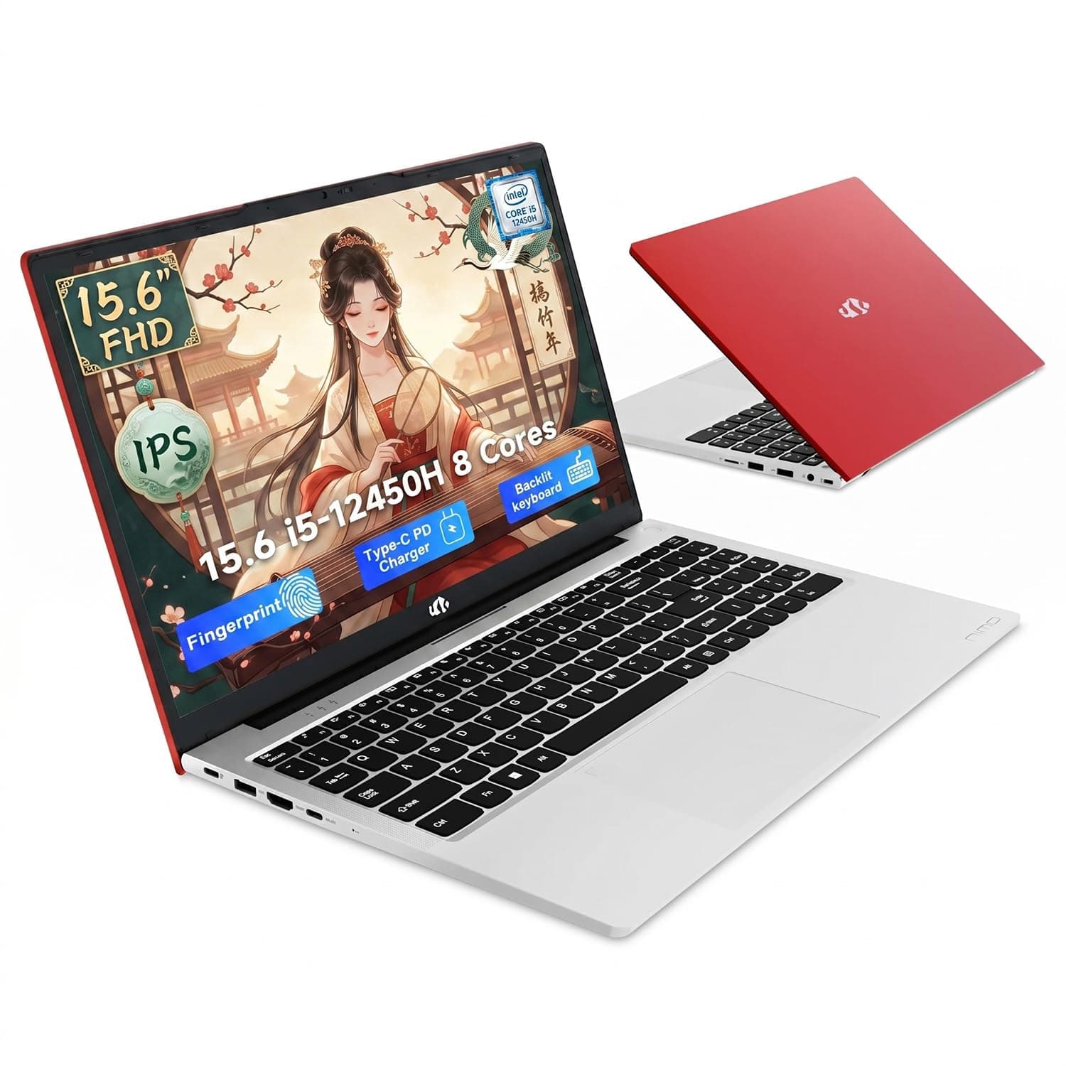 NIMO 15.6 Inch Laptop, i5-12450H 8-Core H-Series Processor (Beats i7-11800H), 16GB RAM 512GB SSD, Backlit Keyboard, Fingerprint Reader, 100W USB-C Fast Charging, WiFi 6, FHD IPS Display