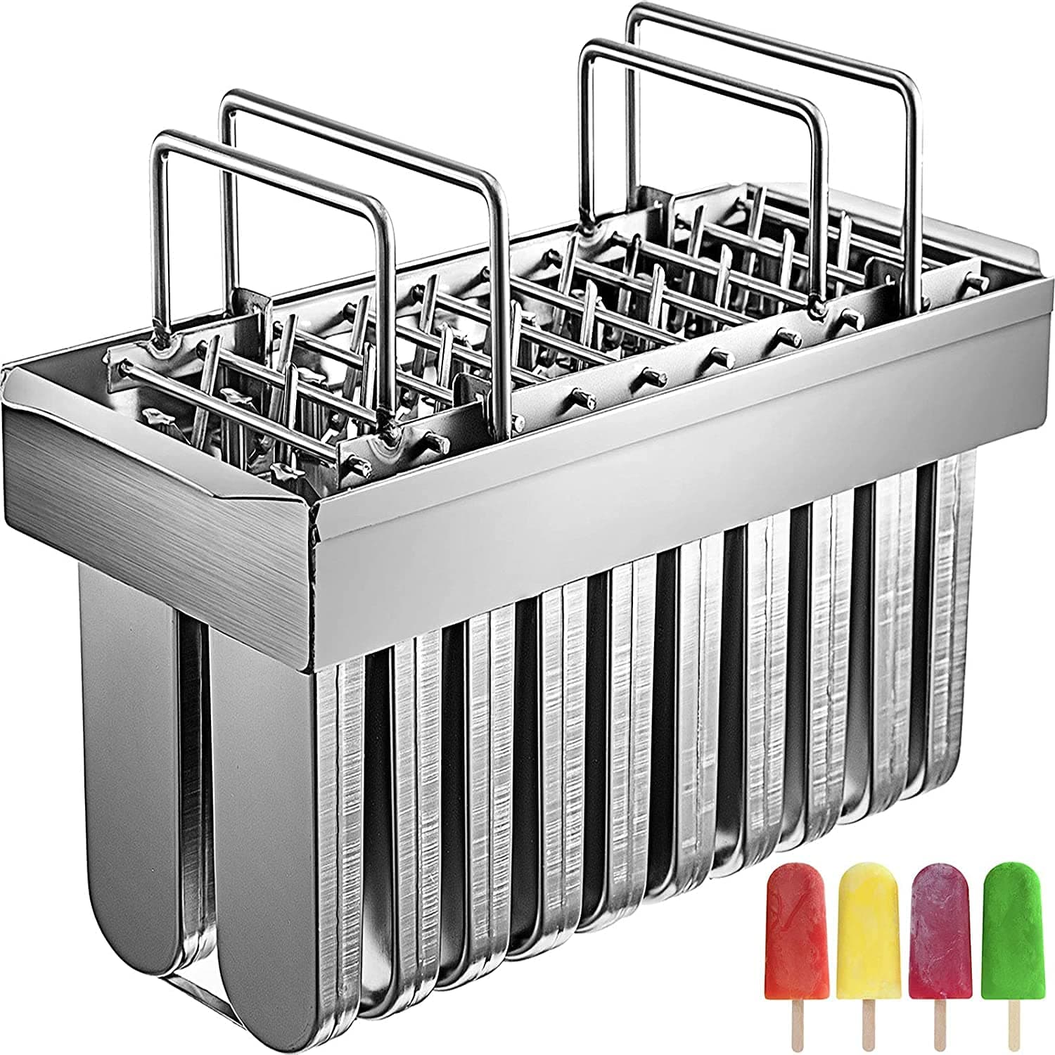20pcs Metal Popsicle Molds, 108ml Capacity Each Ice Cream Mold, Stainless Steel Popsicle Molds with 100pcs Sticks