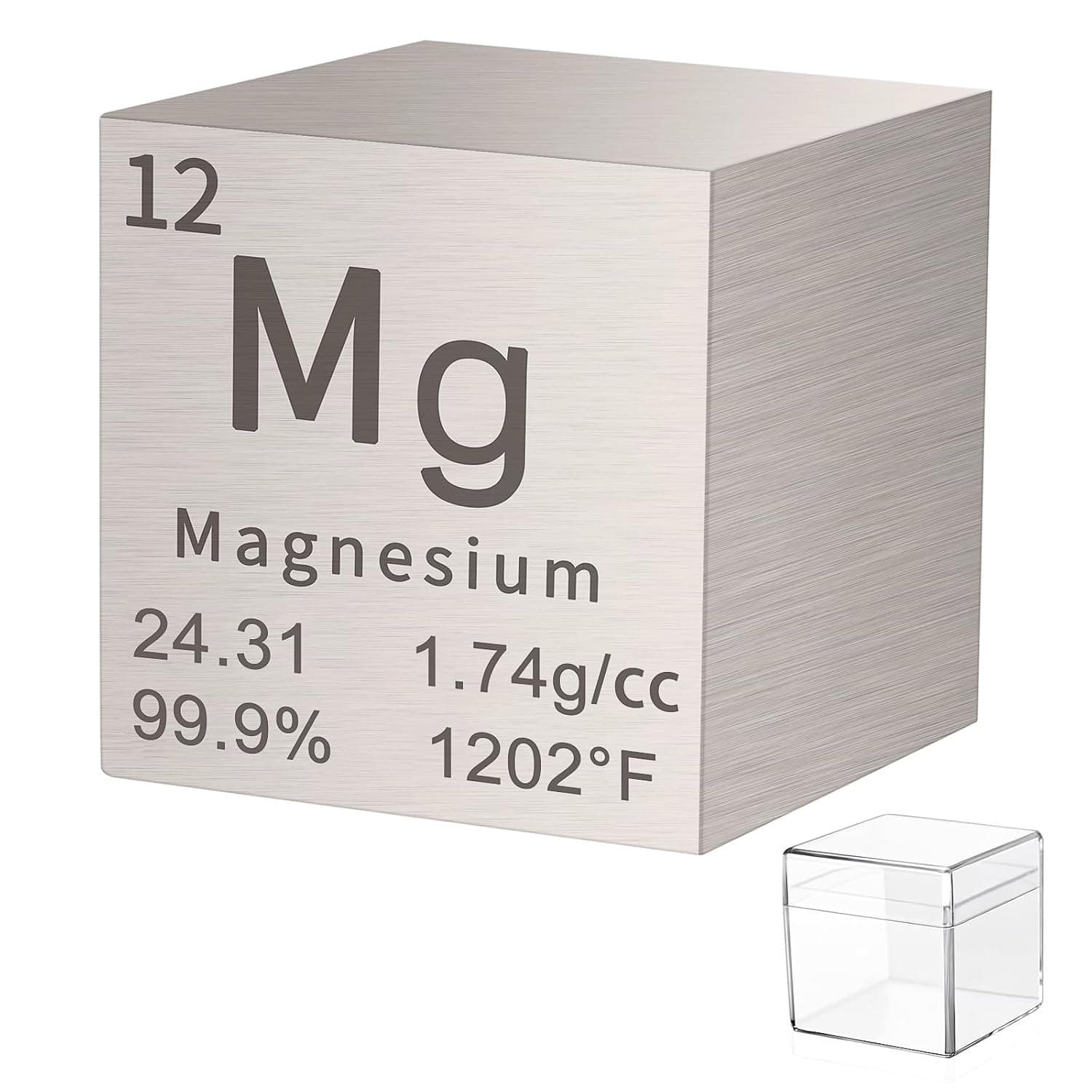 Magnesium Cube Metal Density Cubes Pure Metal High Density Element Cube for Element Collections Lab Experiment Material Hobbies DIY Teacher Science Creative Gift (Mg 1inch)