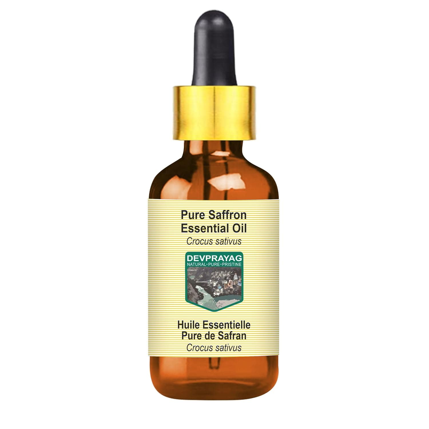 Pure Saffron Essential Oil (Crocus sativus) with Glass Dropper Natural Therapeutic Grade Steam Distilled 2ml (0.06 oz)