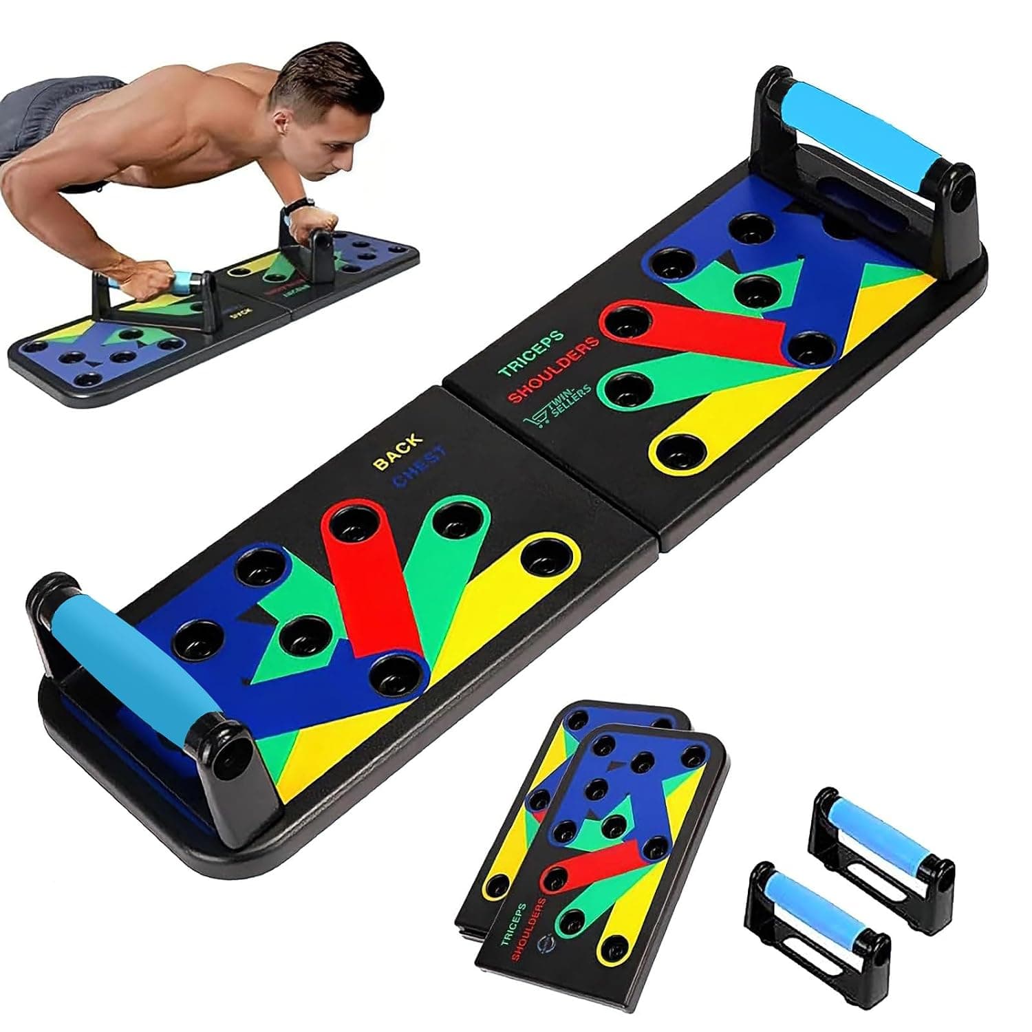 Rovyfota Adjustable Push up Board for Men, 20-in-1 Multi-Functional Foldable Fitness Board, Strength Training Board for Women and Men, 1 Bottom Anti-skid Pad