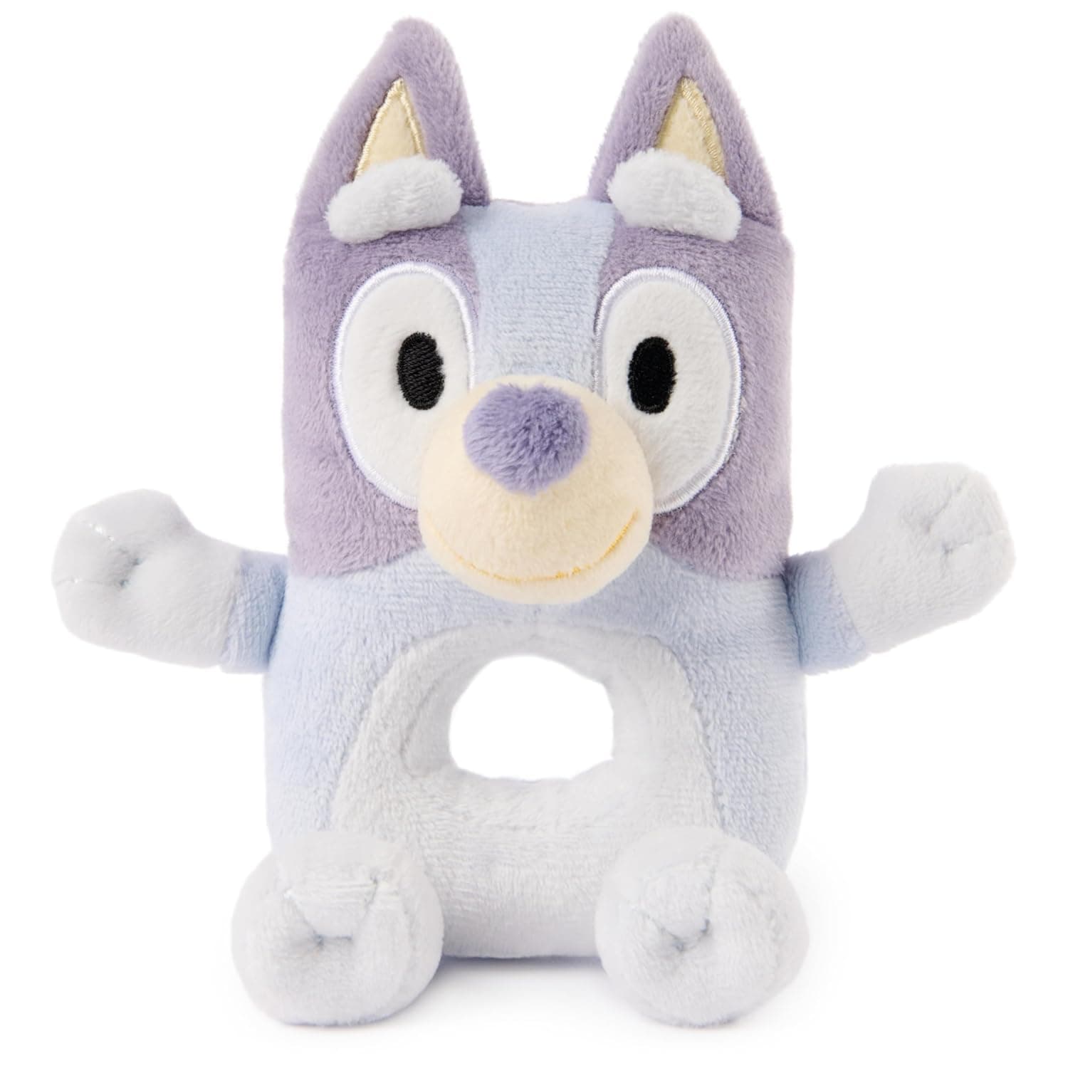 GUND Official Bluey Plush Ring Rattle, Bluey Baby Rattle, Sensory Toy for Babies, Blue, 6”