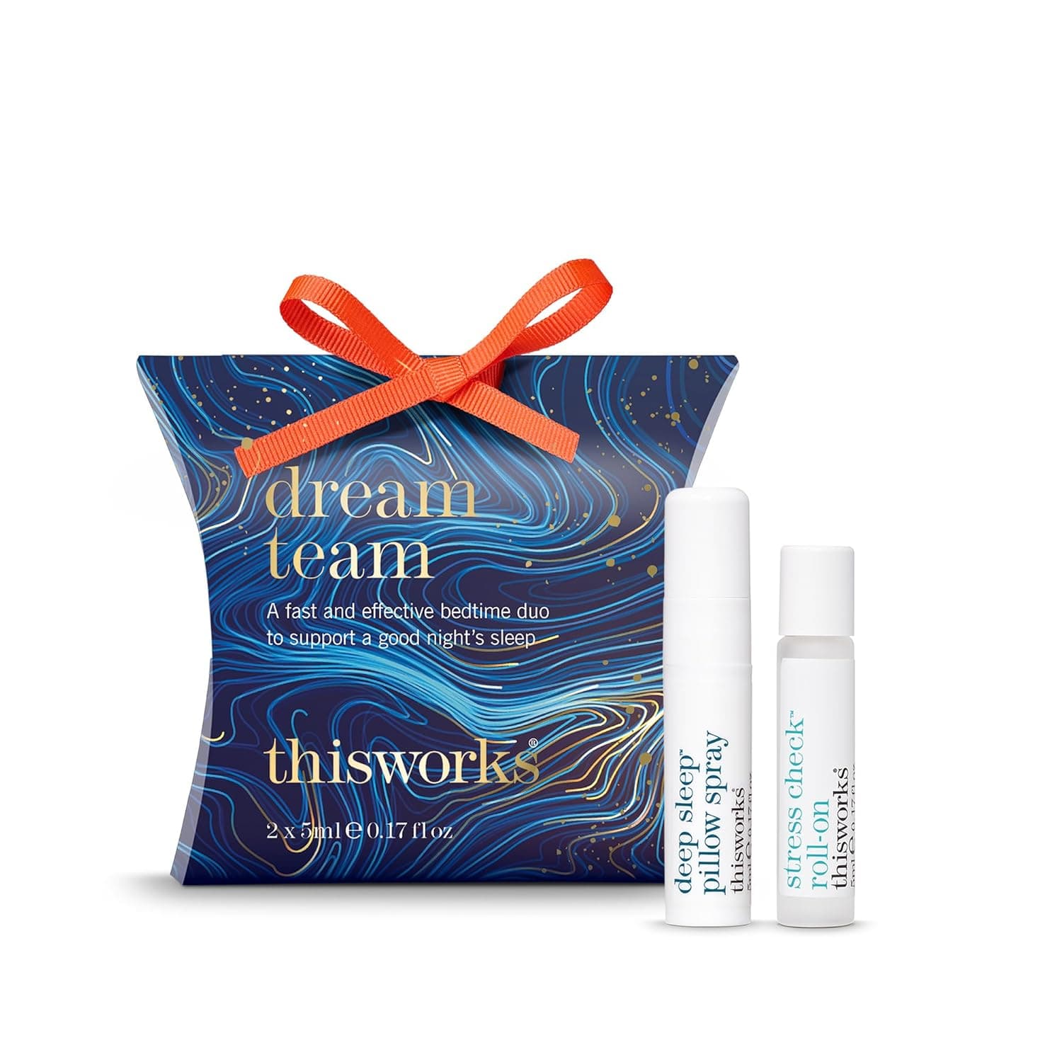 This Works Dream Team Gift Set - Travel Size Deep Sleep Pillow Spray Infused with Lavender & Vetivert to Aid Sleep - Stress Check Rollerball with Lavender & Ylang Ylang Essential Oils