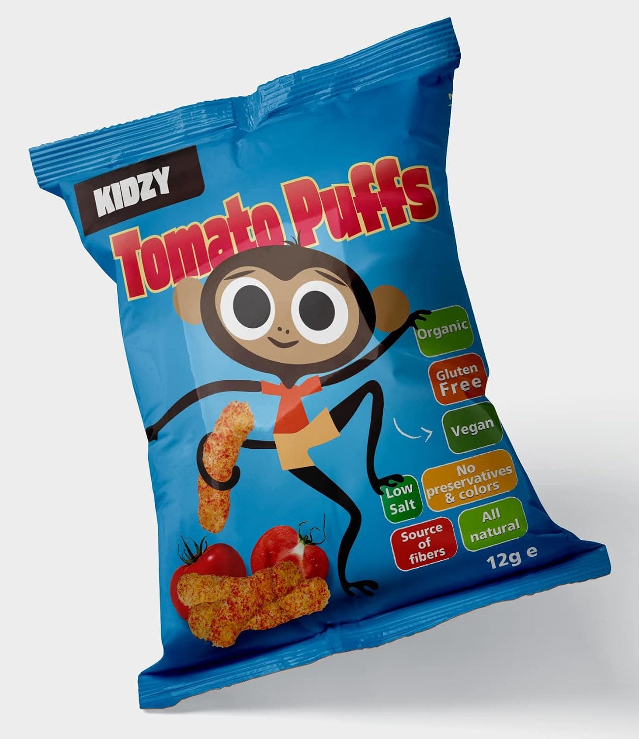 Kidzy Tomato Puffs Organic Chips 12 g, Brown