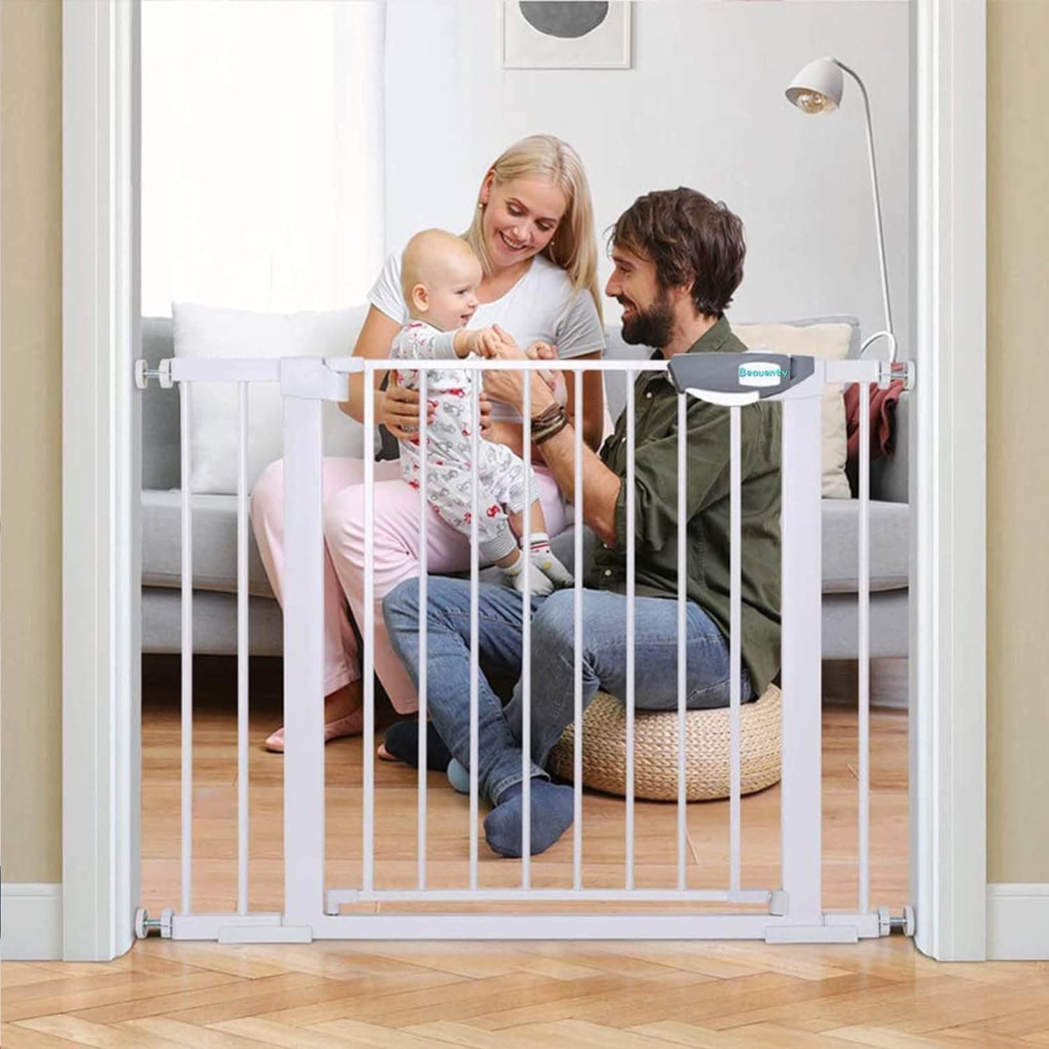 Beauenty Auto Close Safety Baby Gate No Drilling, Extra Wide Baby Gate 75-84cm+10/20/30CM Extension for 77-82CM,87-92cm,97-102cm,107-112cm,137-142cm Stairs Safety Gate