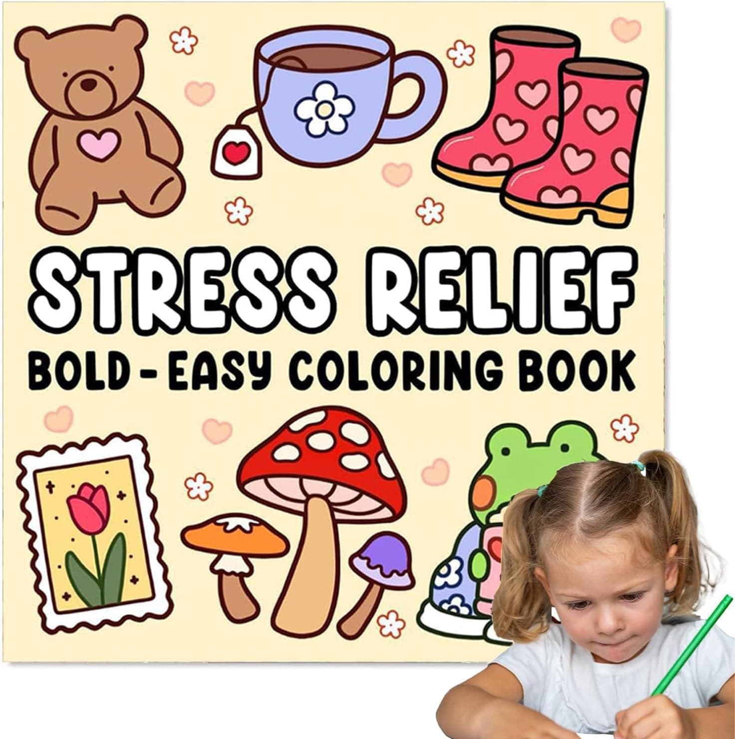 Tazweeq Coloring Book, Relaxing Art Therapy with Cute Designs, Stress Relief Activity for Teens & Adult, Cozy Creative Pages, Simple Pattern Collection