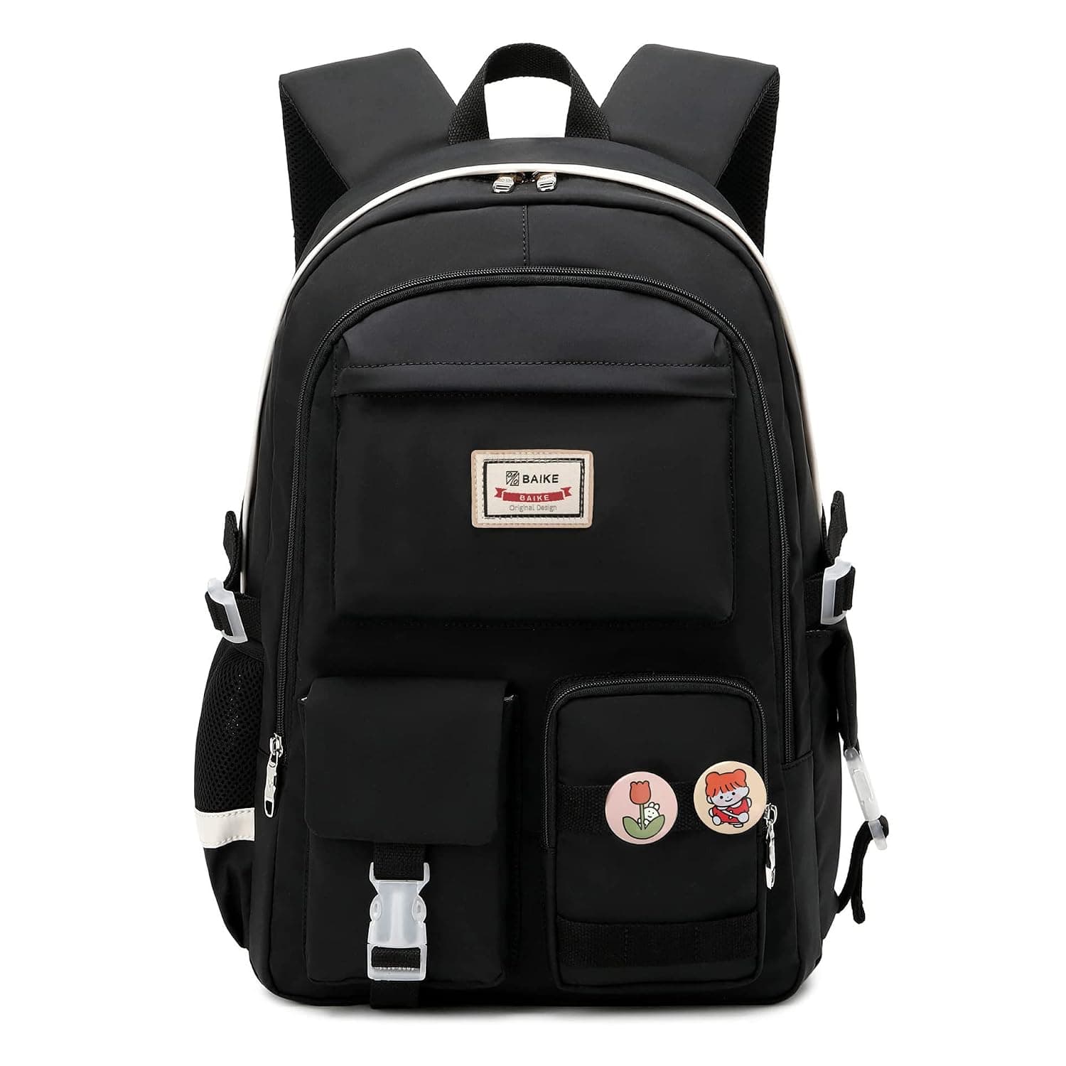 kissun School Bags for Girls 14-16, Laptop Bag 15.6 inch Schoolbag College Backpacks Anti Theft Travel Daypack Casual Rucksack Large Bookbags (black)