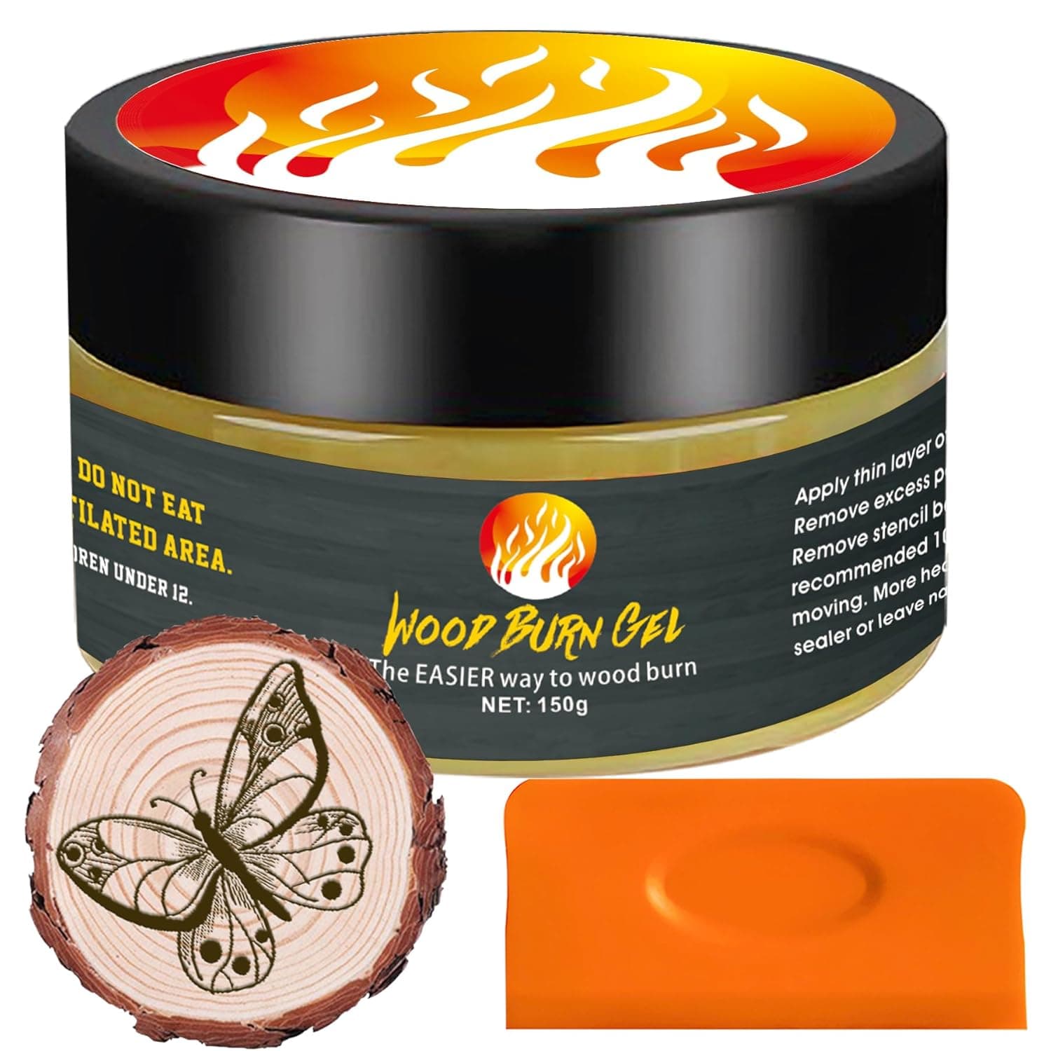 EIGTWEN 4oz Wooden Burning Paste,150ml Heat Activated Marker Gel for Wood Burn Gel,Creating Magical Art in a Few Minutes,Used for Drawing, DIY Arts,Flame Paste Suitable for Beginner