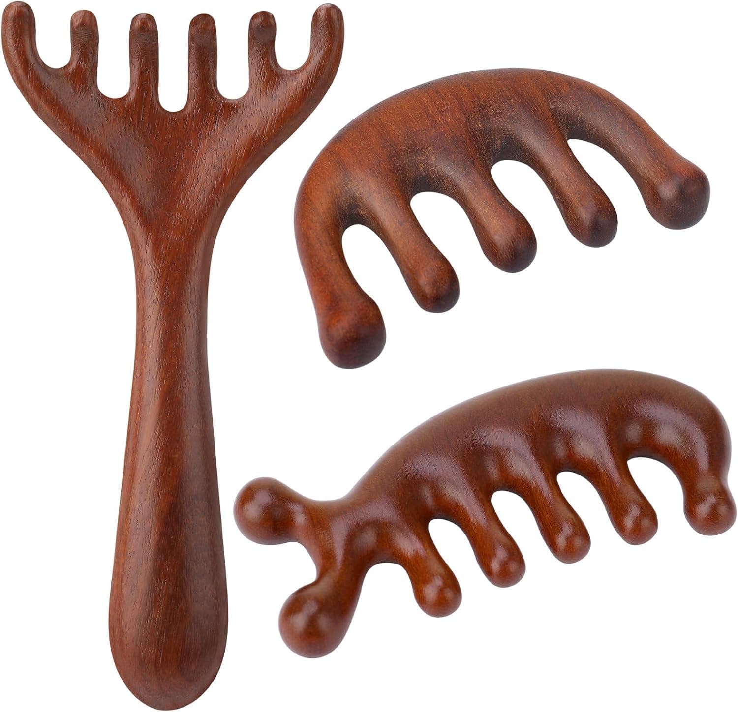 3 Pcs Wooden Head Scalp Massager Comb, Head Massage Tool for Relaxation, Hair Gua Sha Comb for Daily Use
