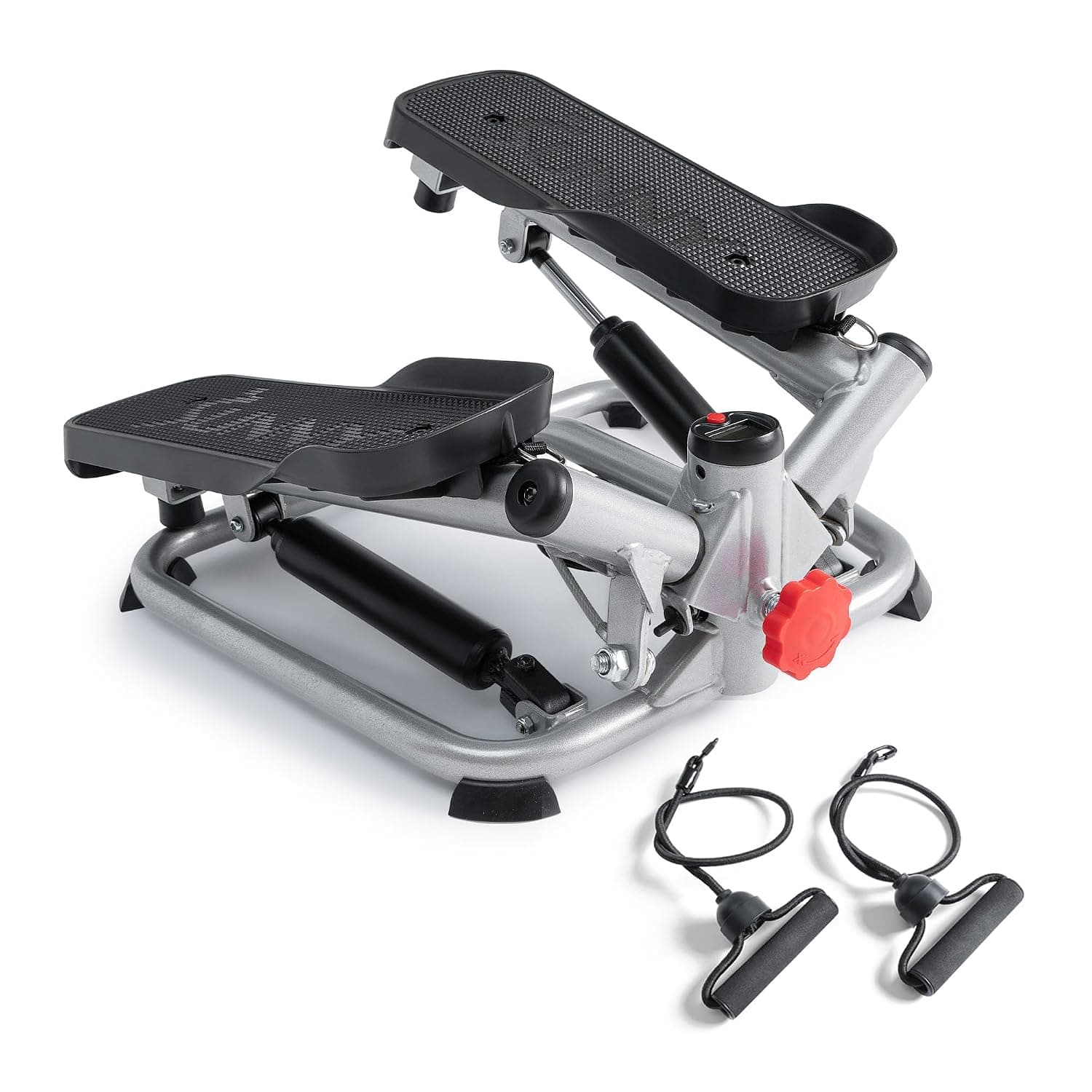 Sunny Health & Fitness Twist Stair Stepper with Resistance Bands | Low-Impact, Side-Twist Motion, Adjustable Step Height, Hydraulic Resistance, SunnyFit App, Up to 350 lb Capacity
