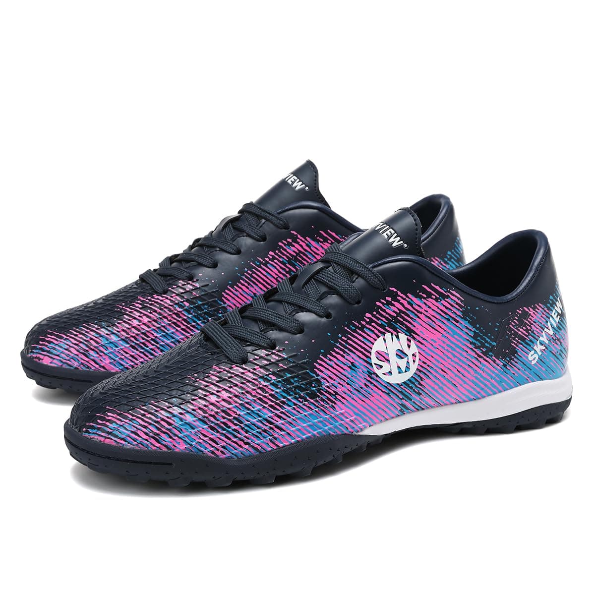 SKY VIEW Men's Women's Soccer Shoes IC or IN Flat Cleats Professional Lace Up Athletic Turf Football Shoes Outdoor/Indoor Professional Futsal Football Training Sneakers