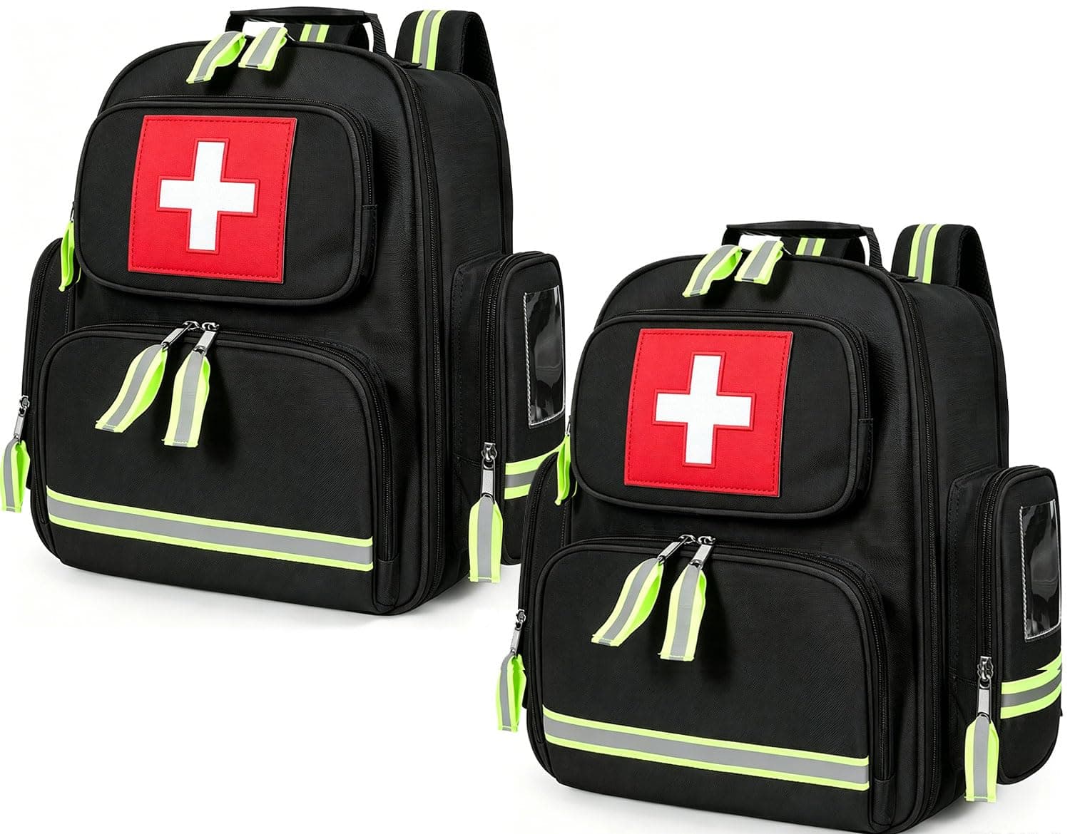 Gatycallaty First Aid Backpack Emergency Medical Backpacks Empty Waterproof Survival Bags Trauma Bag for Nurses Home Car, Black, Pack of 2, Large, First Aid Backpack for Men Women