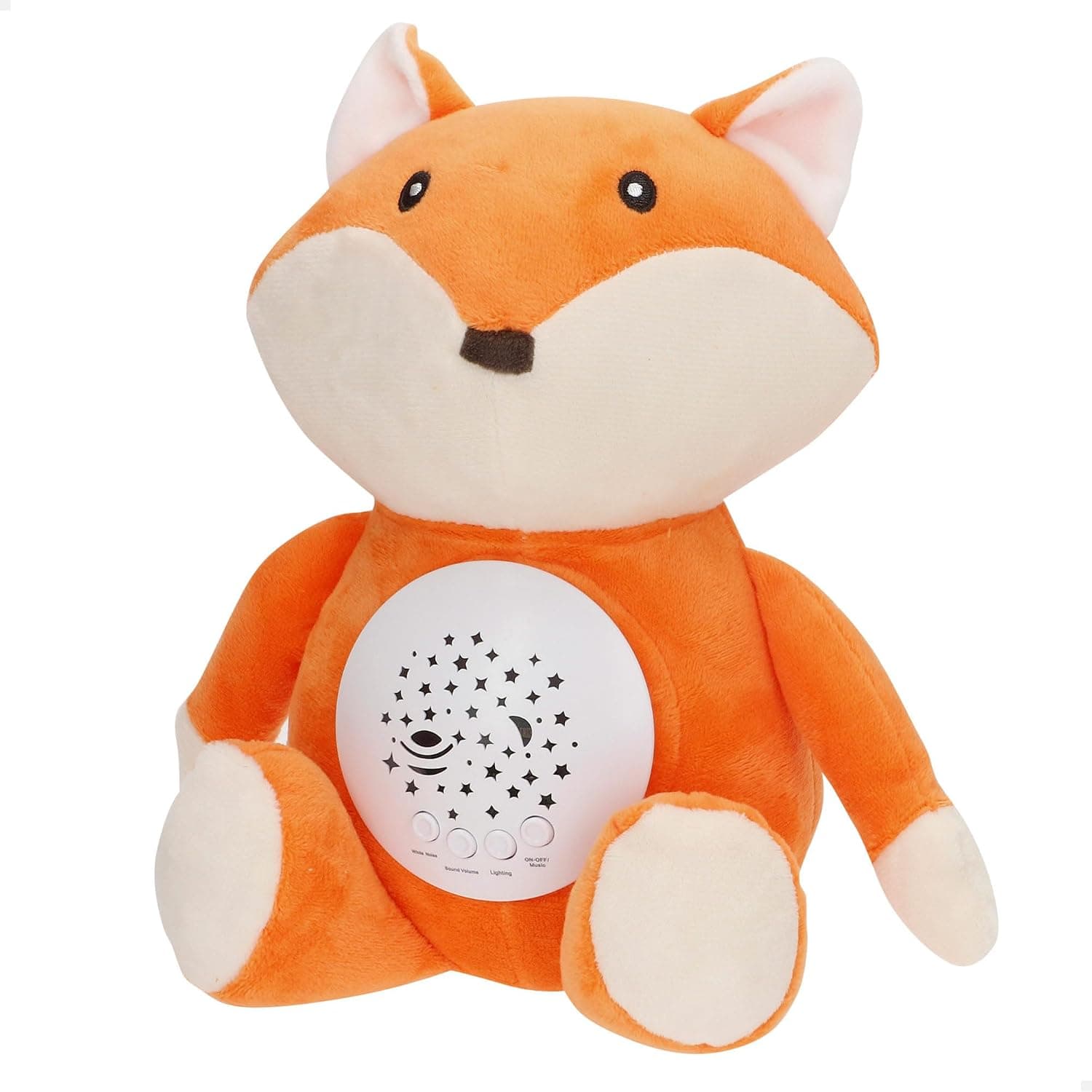 COLORBABY Genial Baby Projector, Stars, Fox, 27 cm, Night Light and Timer, Plush Toy for Removing Kids, with Sounds and Sound, White Baby, Gift for Newborn, Gifts for