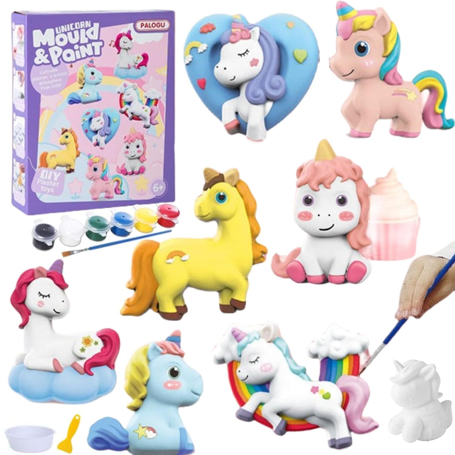 ALMEKAQUZ Kids Arts and Crafts Set Painting Kit, Paint Your Own Figurines, STEM Projects Creative Activity DIY Toys Gift, Ceramic Painting Kit for Kids, Girls, Boys, Toddlers Children's Day Gift