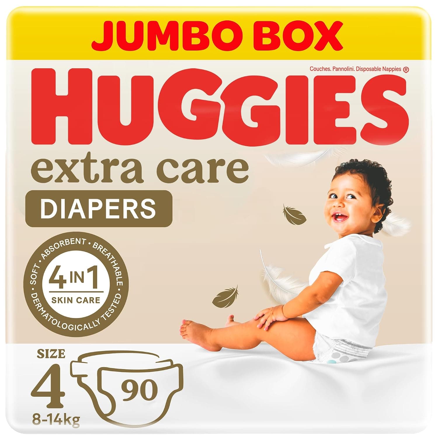 Huggies Extra Care Open Diaper Size 4 (8-14 KG) 90 Diapers