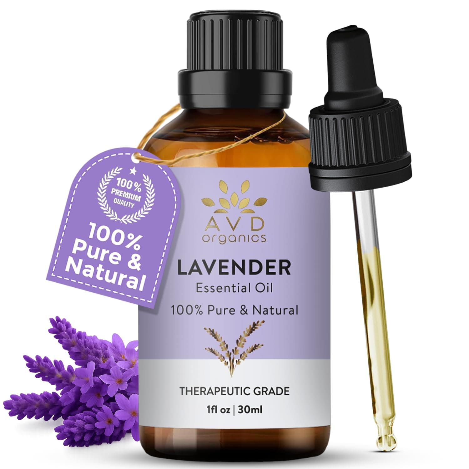 زيت لافندر عطري نقي وطبيعي 100% للتدليك والاسترخاء والنوم والغسيل والتأمل والبشرة والعلاج العطري 30 مل، من ايه في دي اورجانيكس -