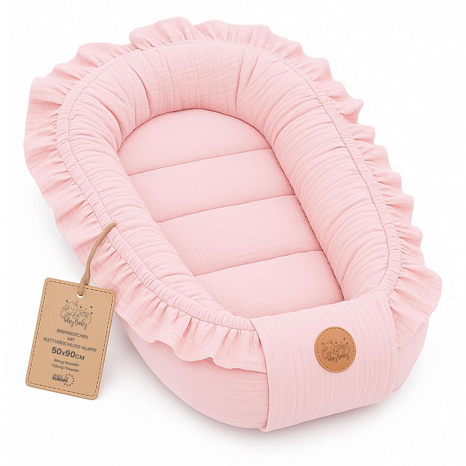 Muslin Baby Nest 90x50 cm - Baby Nest for Newborns, Portable Nest for Children's Bed and Baby Crib Cuddle Cocoon for Boys and Girls Cotton