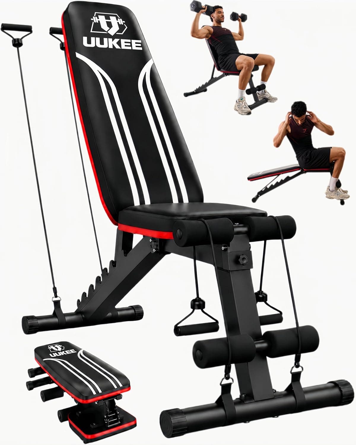 Adjustable Gym Bench, 750LBS Stable Gear-Lock Support, Foldable Weight Bench for Bench Press, Incline Decline Full-Body Training