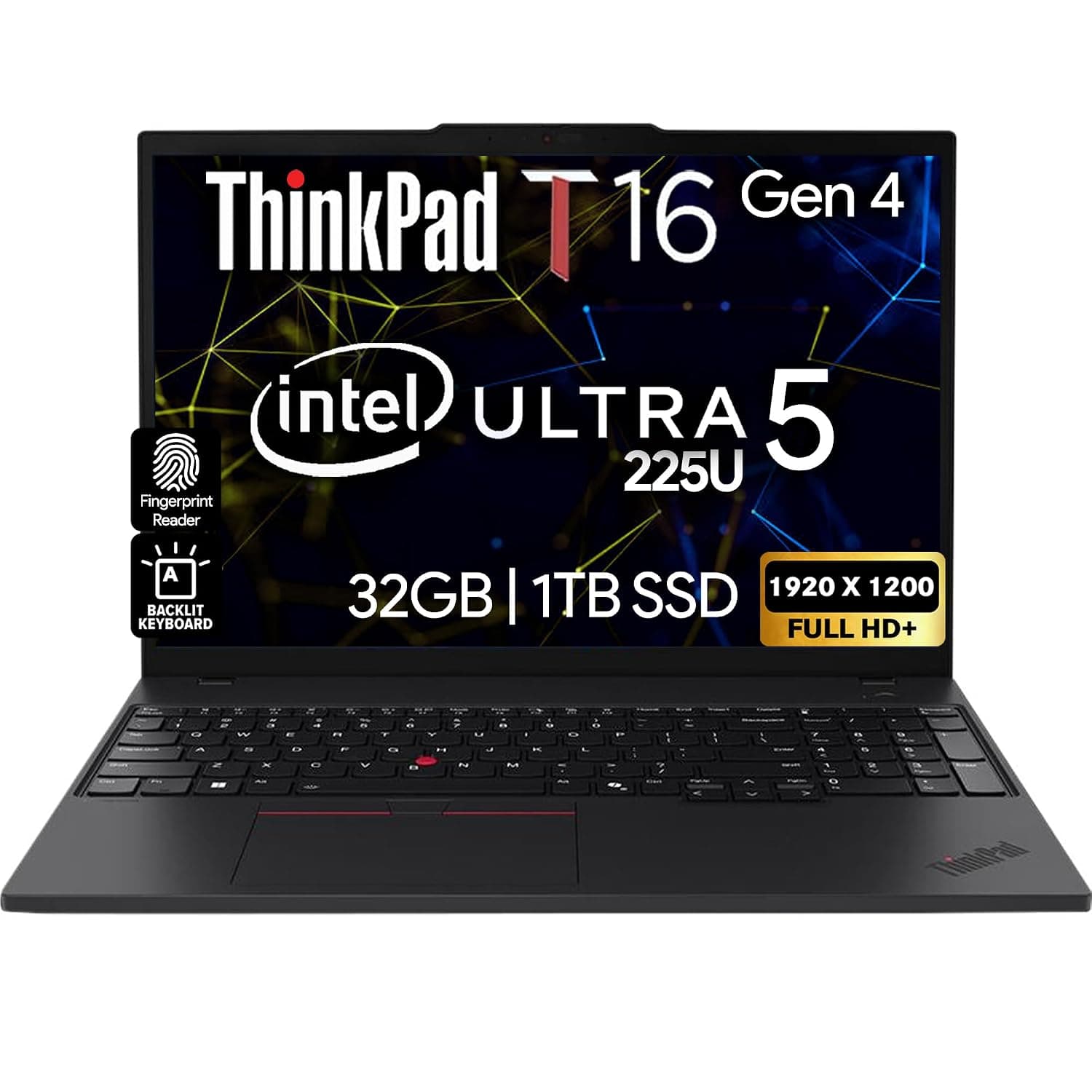 Lenovo ThinkPad T16 Gen 3 16” WUXGA IPS Display, Intel Ultra 5-125U (Beats i7-1355U), 32GB DDR5, 1TB NVMe, Webcam, WiFi 6E + BT, RJ-45, Backlit KB, FP Reader, W11P, 3 YR Wty, Business Laptop