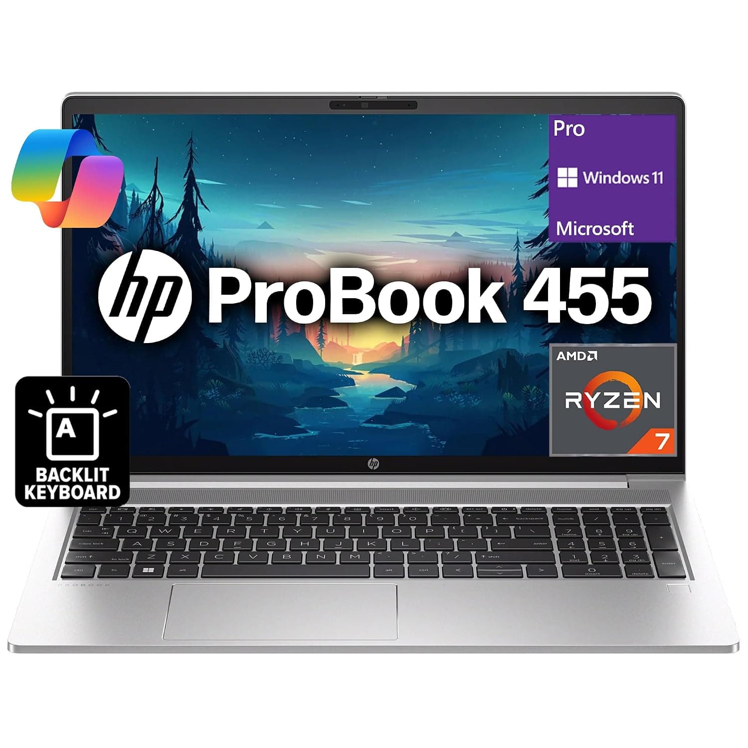Oemgenuine HP ProBook 455 G10 Business Laptop 15.6” FHD Display, AMD Ryzen 7 7730U (Beats i7-1255U), 16GB RAM, 512GB NVMe, HD Webcam, Wi-Fi 6E, RJ-45, HDMI, USB-C, Backlit Keyboard, W11P