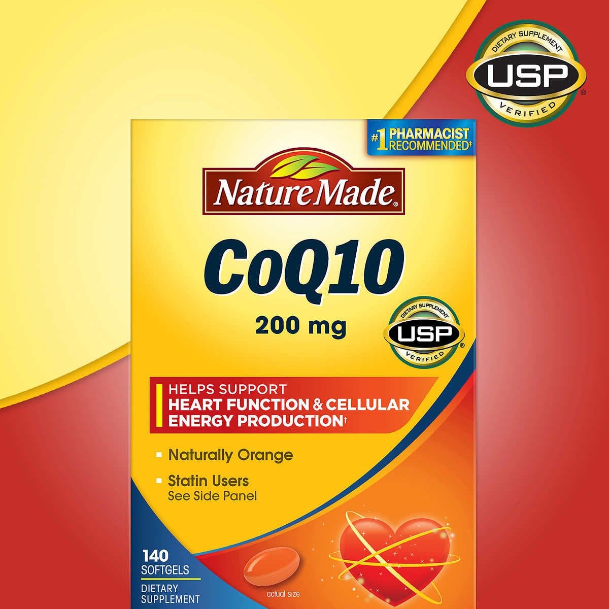 Nature Made Coq10 200 Mg, Naturally Orange, 1 Pack, 140 Count