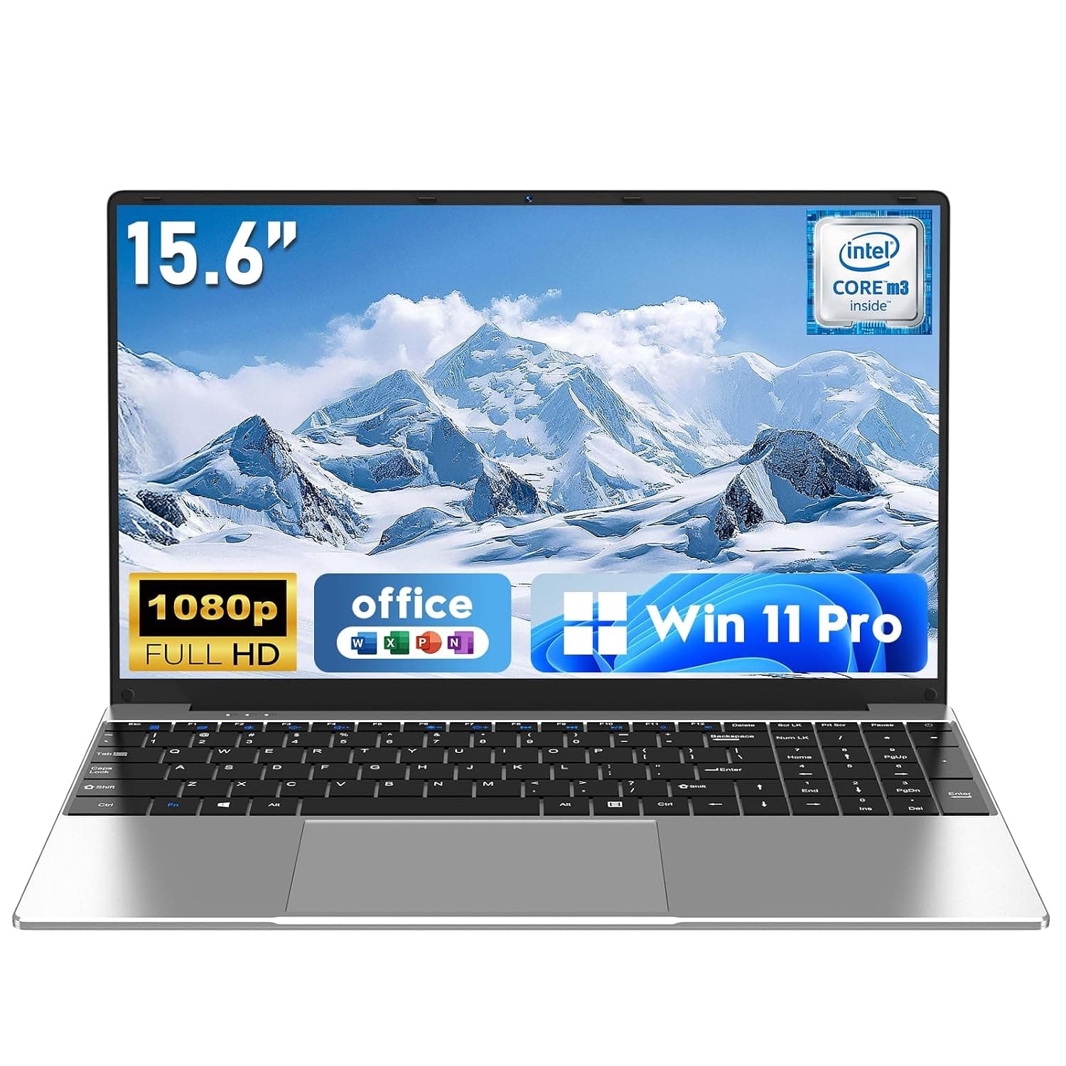 NAIKLULU Laptop Computer, Win 11 Pro Lap Top, 15.6 Inch Laptop PC 2026, 16GB RAM 256GB SSD, M3-6Y30 Processor, FHD Display 1920 * 1080P, WIFI5, BT4.2, 5000mAh Battery, for School Business Student
