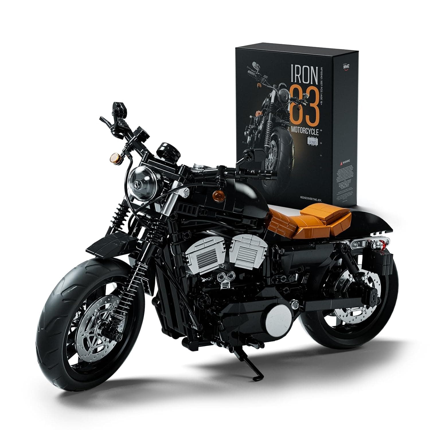 Nifeliz Motorcycle IRON 83 Model Building Kit for Adults, Classic Interlocking Blocks Motorcycle Building Toy Set for Building & Displaying, Vehicle Gift (827 pieces, NF10342)