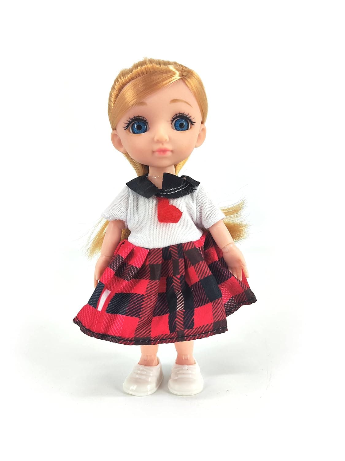 Sweet Annie 6 Inches Doll in School Uniform with 13 Movable Joints & Study Accessories, Playset for Girls with Laptop, Books & Pink Bag – Educational Roleplay Toy for Ages 3+