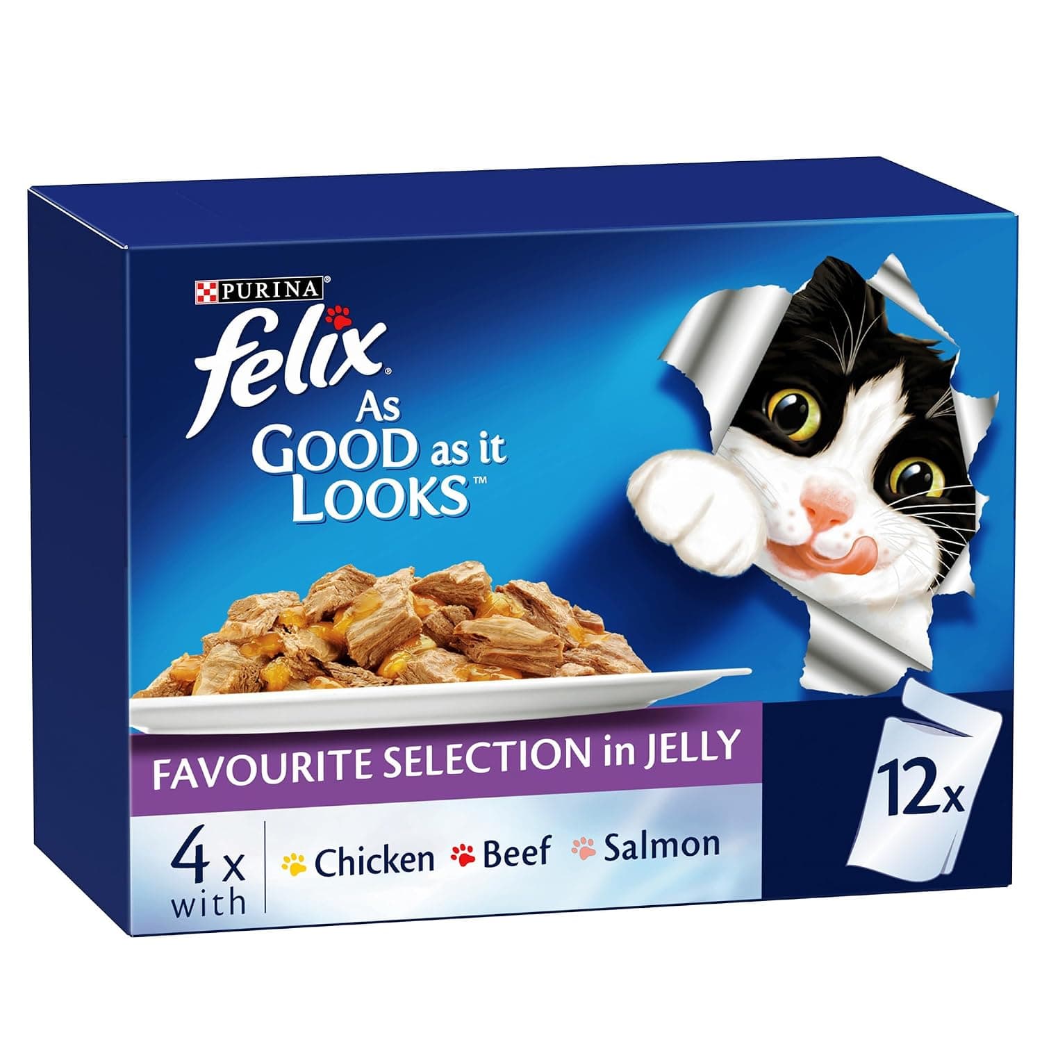 Felix As Good As It Look Doubly Delicious Wet Cat Food Favourite Selections 85g (Pack of 12)