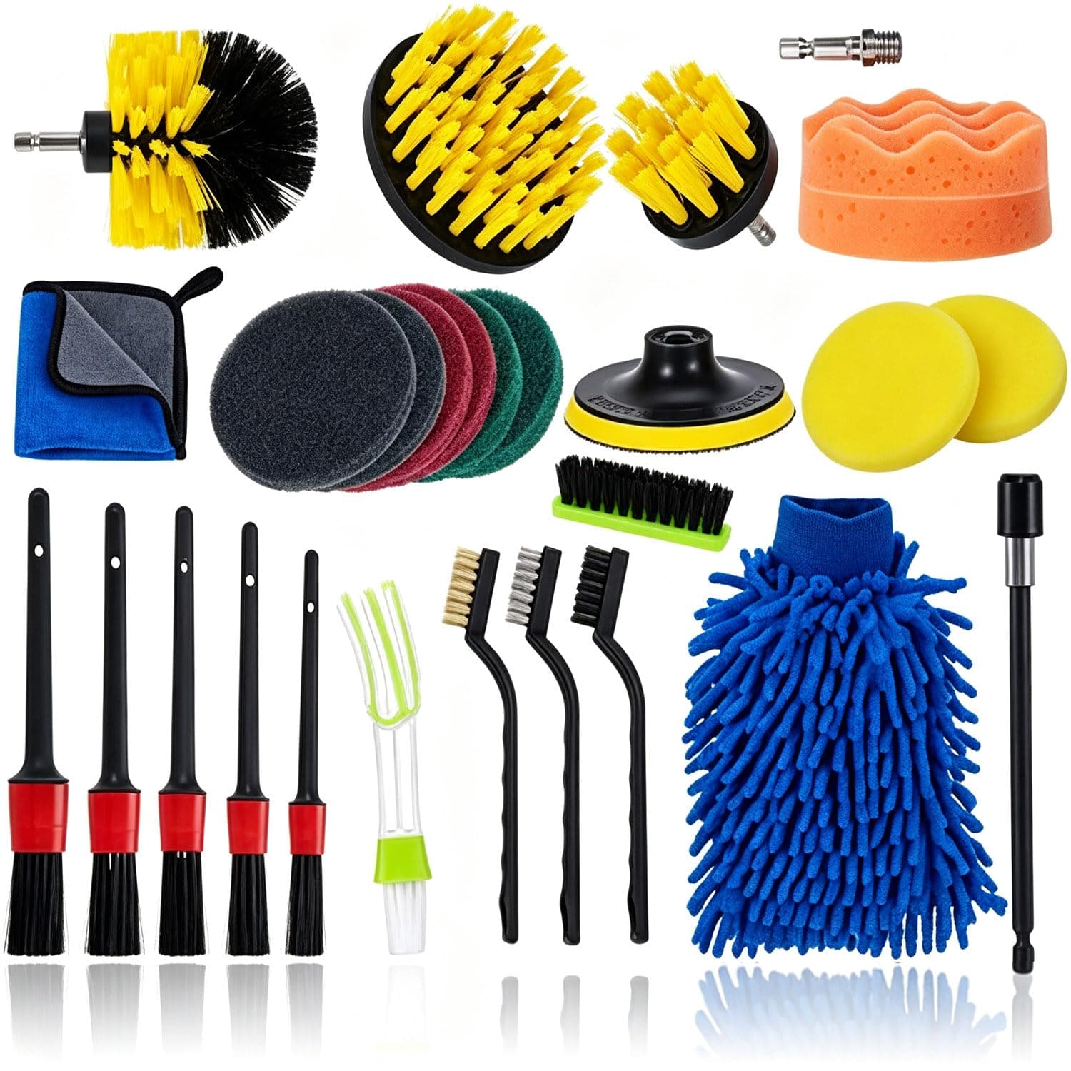 LinJie 27Pcs Car Cleaning Kit, Car Cleaning Kit With Professional Car Detailing Brush Set, For Washing, Waxing, Polishing, And Deep Cleaning,Reusable