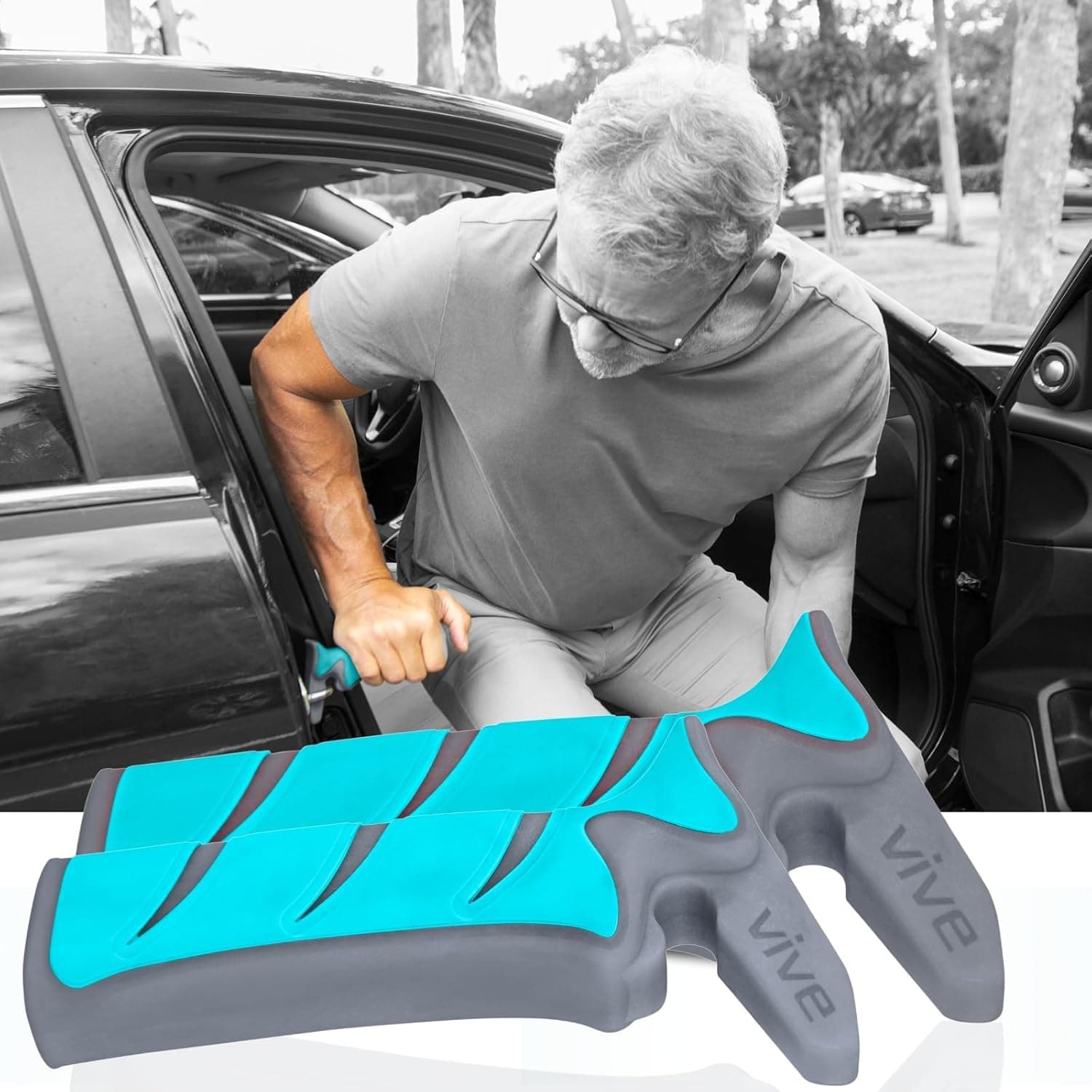 Vive Car Handle Assist for Elderly - Scratch Proof Latch - Auto Grab Bar | Cane Support Aid - Standing Mobility Safety Tip to Help Get Out - Portable Assistive Device for Seniors, Handicapped