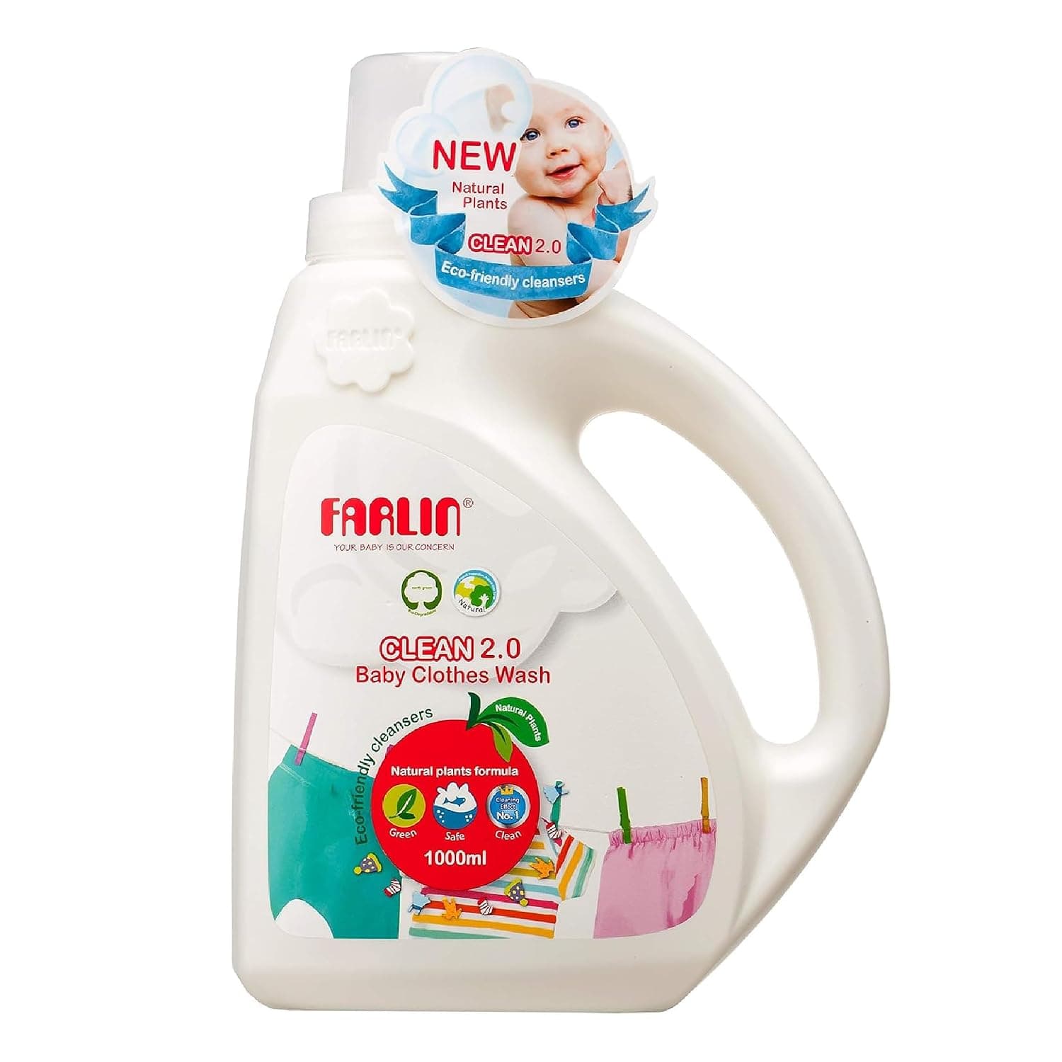 Farlin Clean 2.0 Baby Clothes Detergent, 1000 Ml Bottle