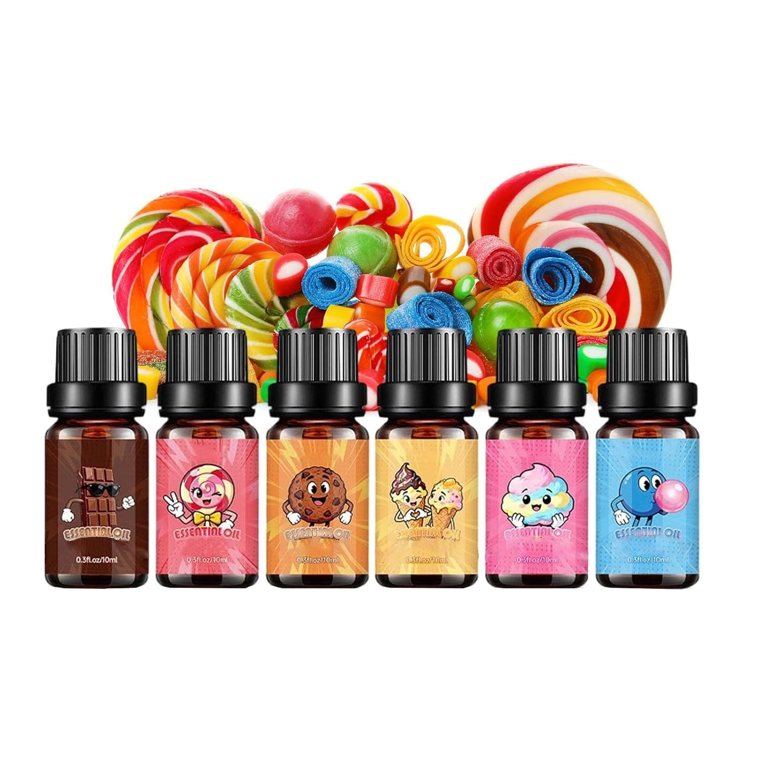 Fragrance Oil for Soap Making 6 Pieces Candy Scents Set | Long-Lasting Candle Fragrance Oil Set for Men Lady Skin Room House Dating Party Soap Bath Ball