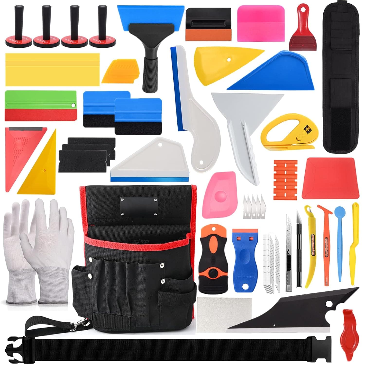 NEWISHTOOL Car Wrap Tools Window Tint Film Application Kit Includes Waist Tool Bag Wristband Pouch Vinyl Wrap Magnets PPF Squeegee Tools for Glass Film, Car Wrapping & Paint Protection Film Installing