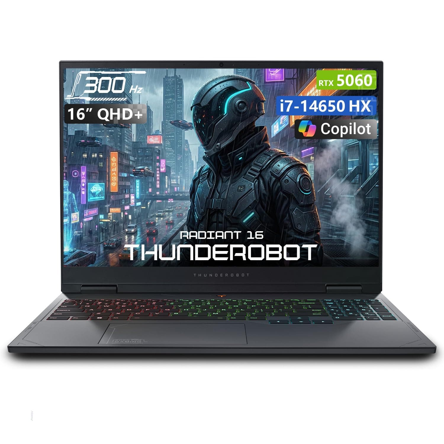 Thunderobot Radiant 16 16" Gaming Laptop, QHD+ 2.5K 300Hz Screen, GeForce RTX 5060, Core i7-14650HX, 32GB DDR5, 2TB SSD, RGB Backlit Keyboard, Wi-Fi 6, Windows 11 Home