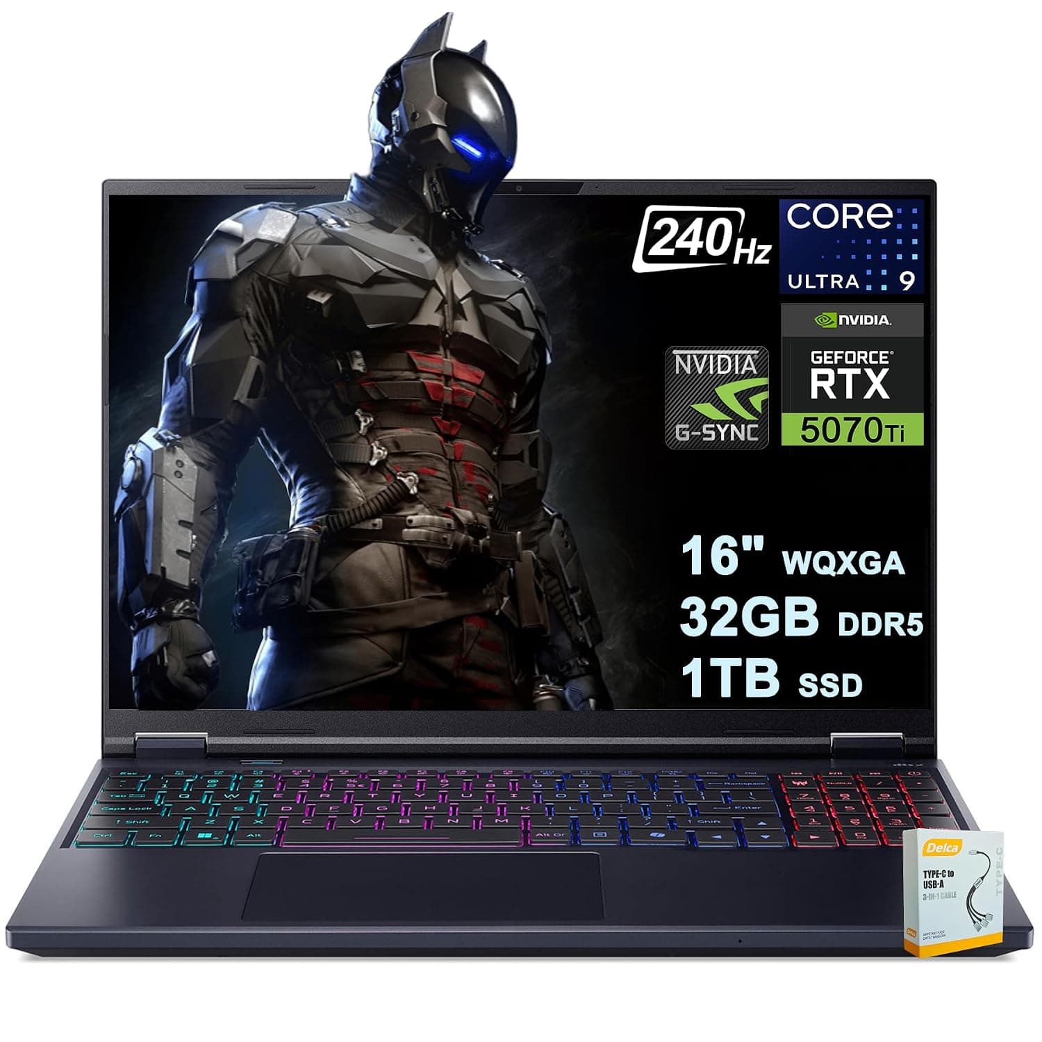acer Predator Helios Neo 16S AI Gaming Laptop | 16" 2560x1600 OLED 240Hz 100% DCI-P3 | Intel 24-core Ultra 9 275HX | 32GB DDR5 1TB SSD | GeForce RTX 5070 Ti Up to 992 AI Tops | Win11 w/DLCA Accessory