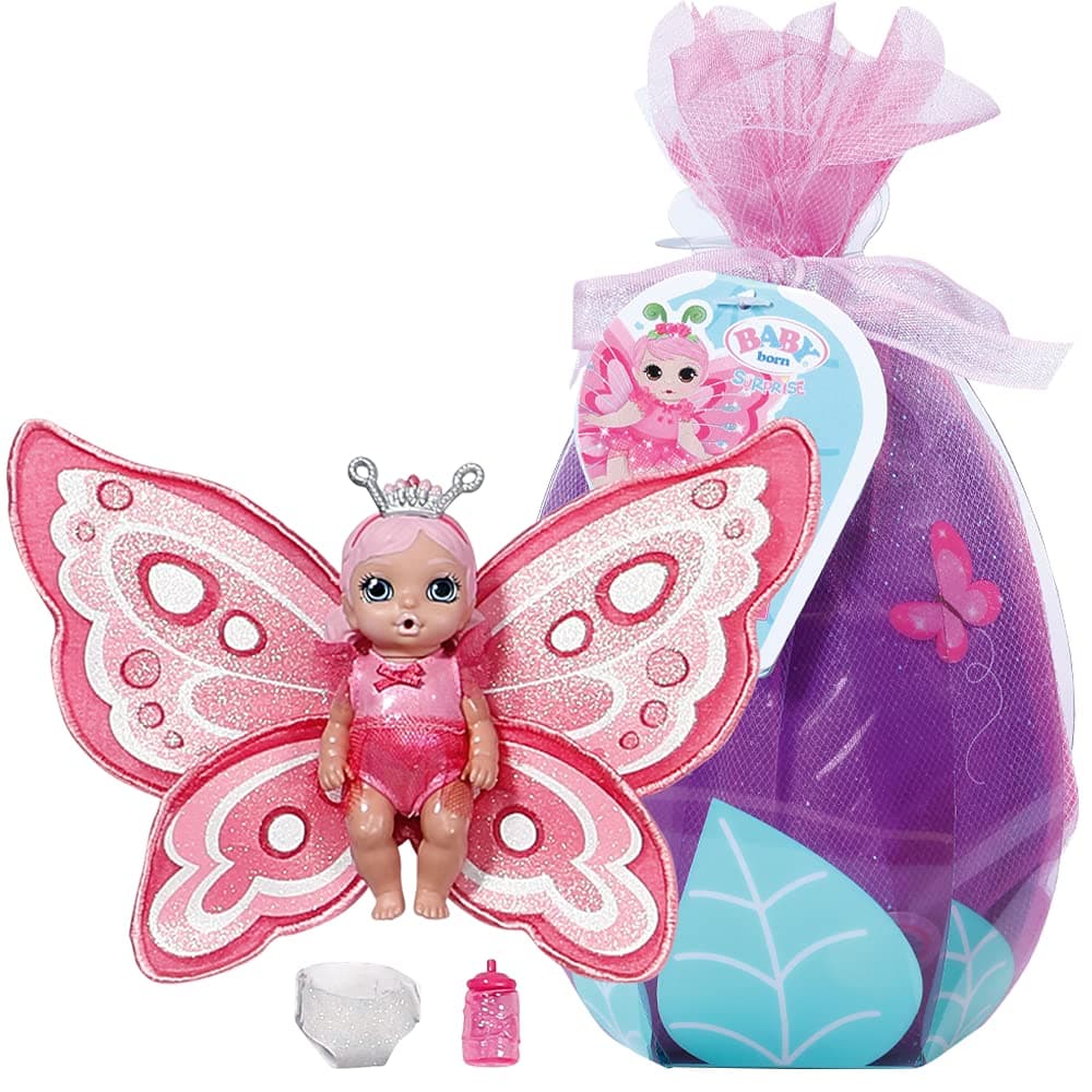 BABY born Surprise Butterflies Doll, Cocoon Reveal with Glittery Wings, Removable Accessories, Colorful Doll Toy for Girls – Ages 4+