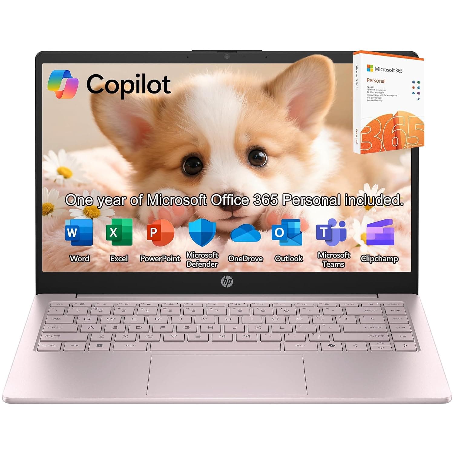 HP Laptop 2026 Edition with Copilot AI, 8GB RAM, 256GB SSD + 128GB UFS, Intel Processor, Long Battery Life, Lightweight, 1 Year Office 365, Windows 11 Home S for Students & Office, Type-C HUB, Pink