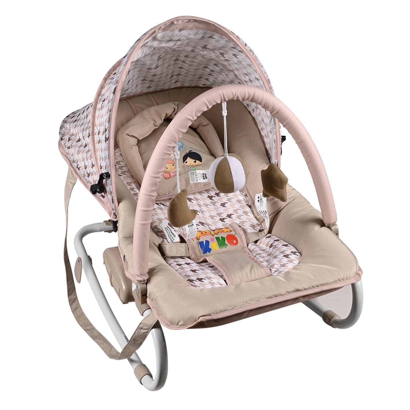 KIKO 23-2196 Comfortable Design Baby Bouncer with Toys, Safe & Durable Baby Seat, Easy to Clean and Store – Beige