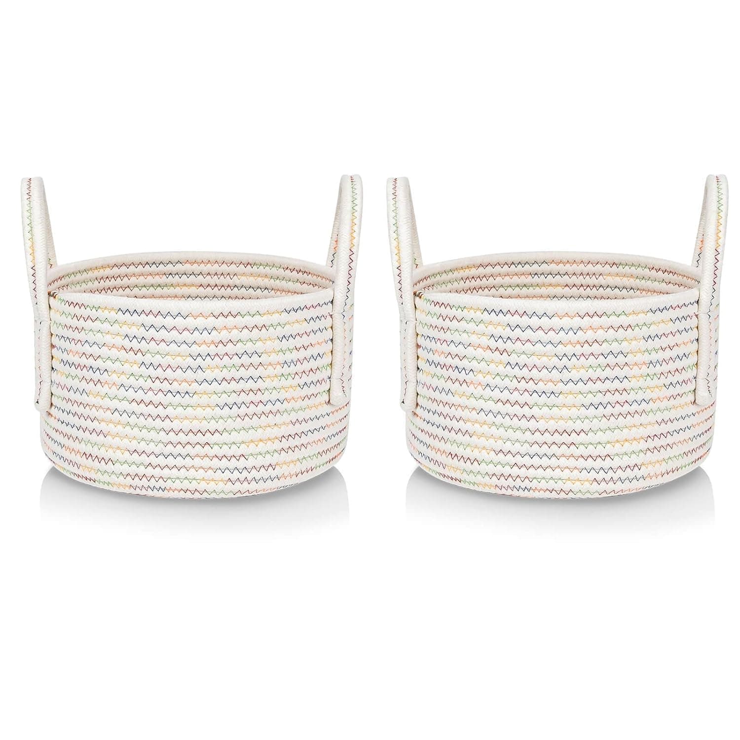 Storage Baskets, Cute Small Basket for Kids, Soft Baby Girls Nursery Storage Baskets, Cube Organizer Basket Bin Set 2, Woven Baskets for Shelves, Home Decor 9.5x5.51 Stitches