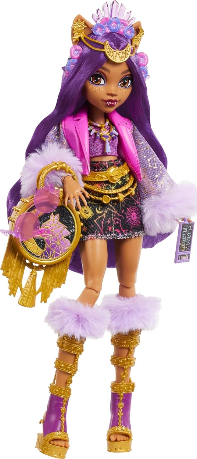Monster High Clawdeen Wolf Doll with Glam Monster Fest Outfit and Festival Themed Accessories Like Snacks, Band Poster, Statement Bag and More