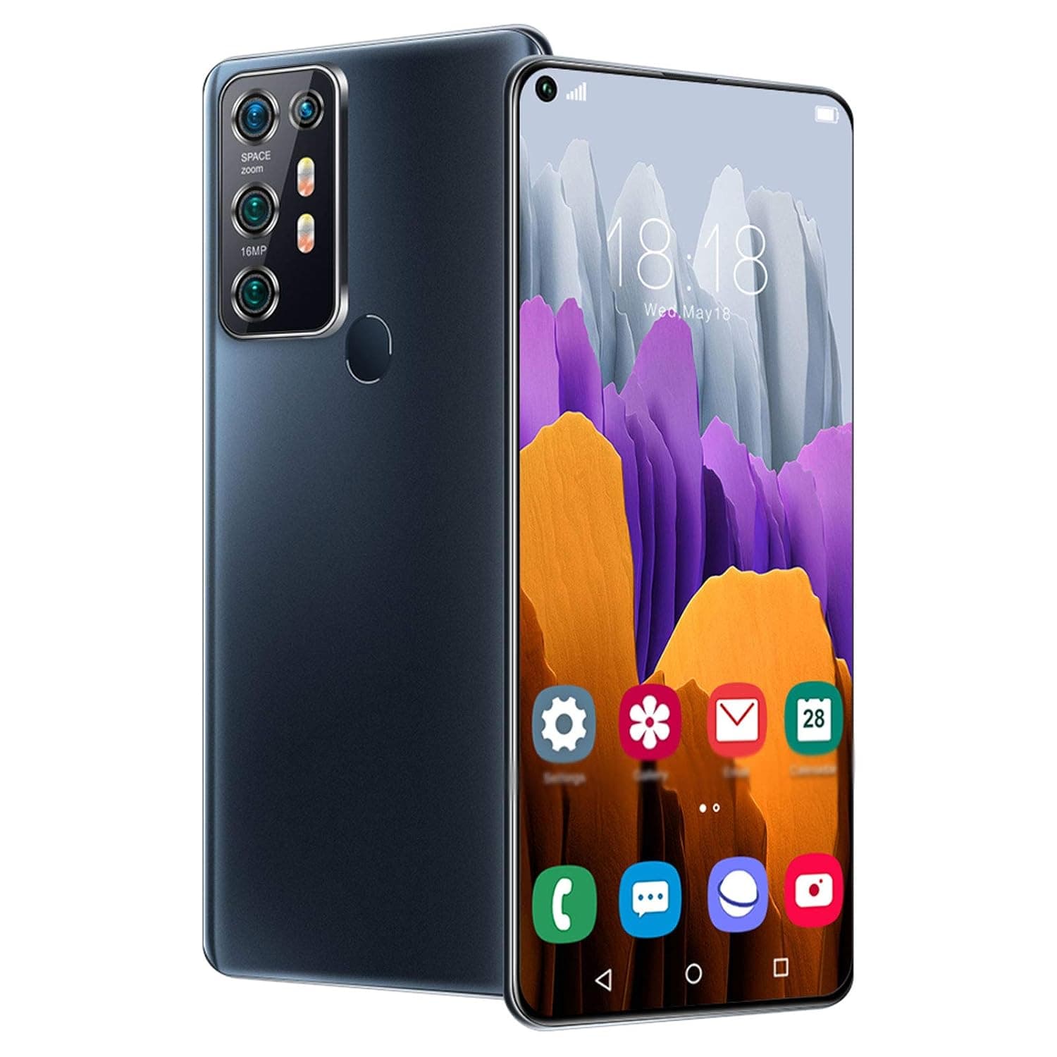 Mobile Phones,Smartphone Cell Phone,Face Fingerprint Recognition,7.2 inch HD Display,18MP+48MP Camera,SIM Card,64G,128G.