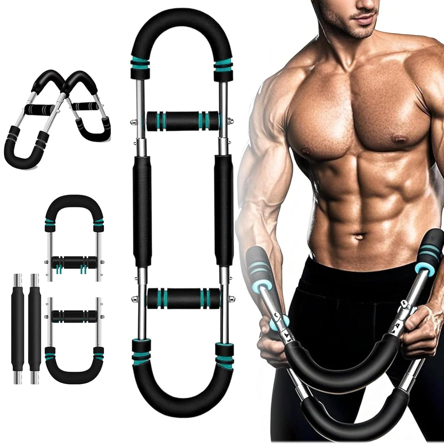 Twister Arm Trainer, Adjustable Chest Workout Equipment, Upper Body Strength Training Machine, Portable Power Twister Bar, Ab Twisters for Home Gym Fitness Training,Detachable Design
