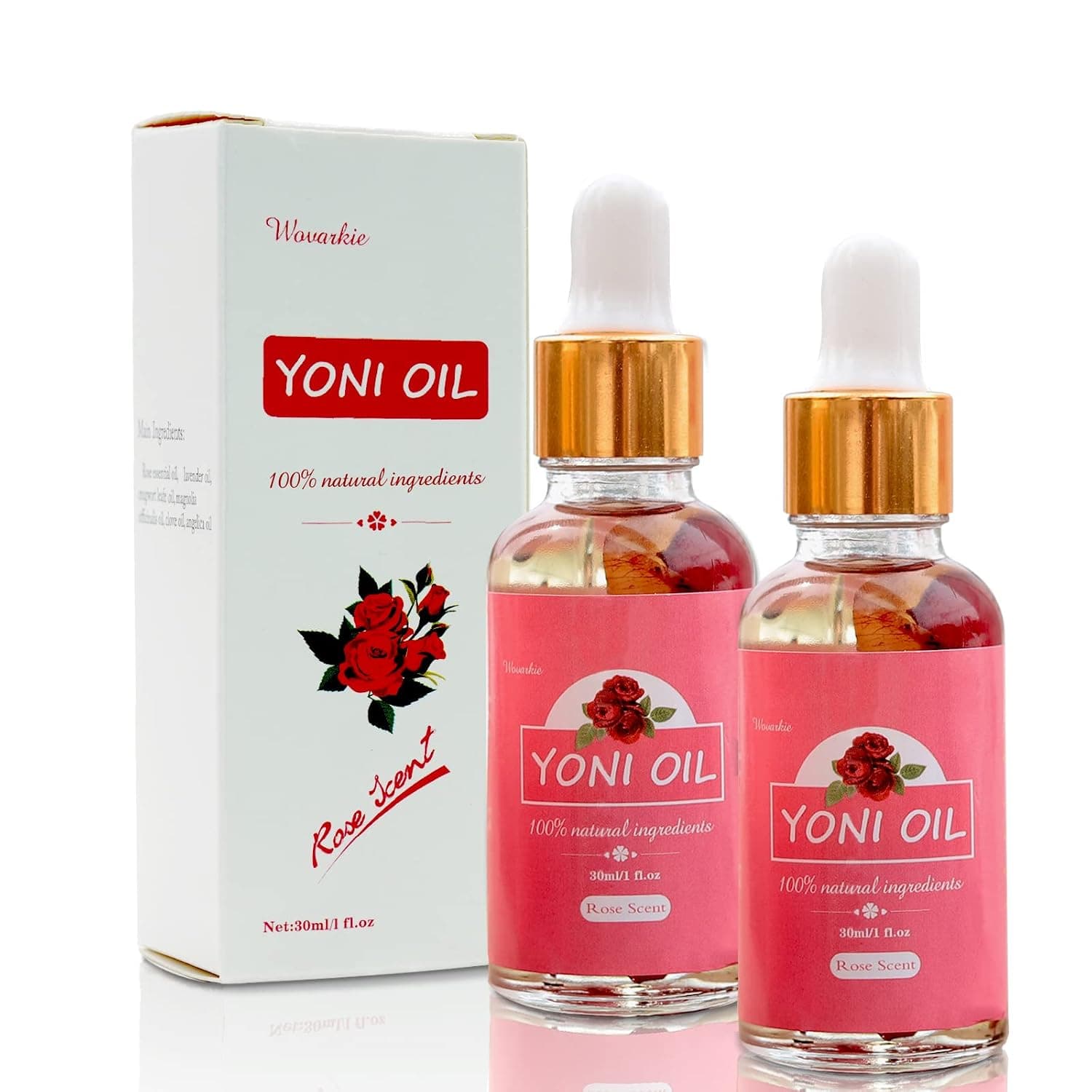 Wovarkie 2 Packs Yoni Oil for Women, All Natural Feminine Oil Intimate Deodorant for Women, Ph Balanced and Eliminates Odor, 100% Natural Feminine Serum Made with Rose Essential Oils (1 fl oz/30 ml) | , Ph Balanced and Eliminates Odor, 100% Natural Feminine Serum Made with Rose Essential Oils (1 fl oz/30 ml)