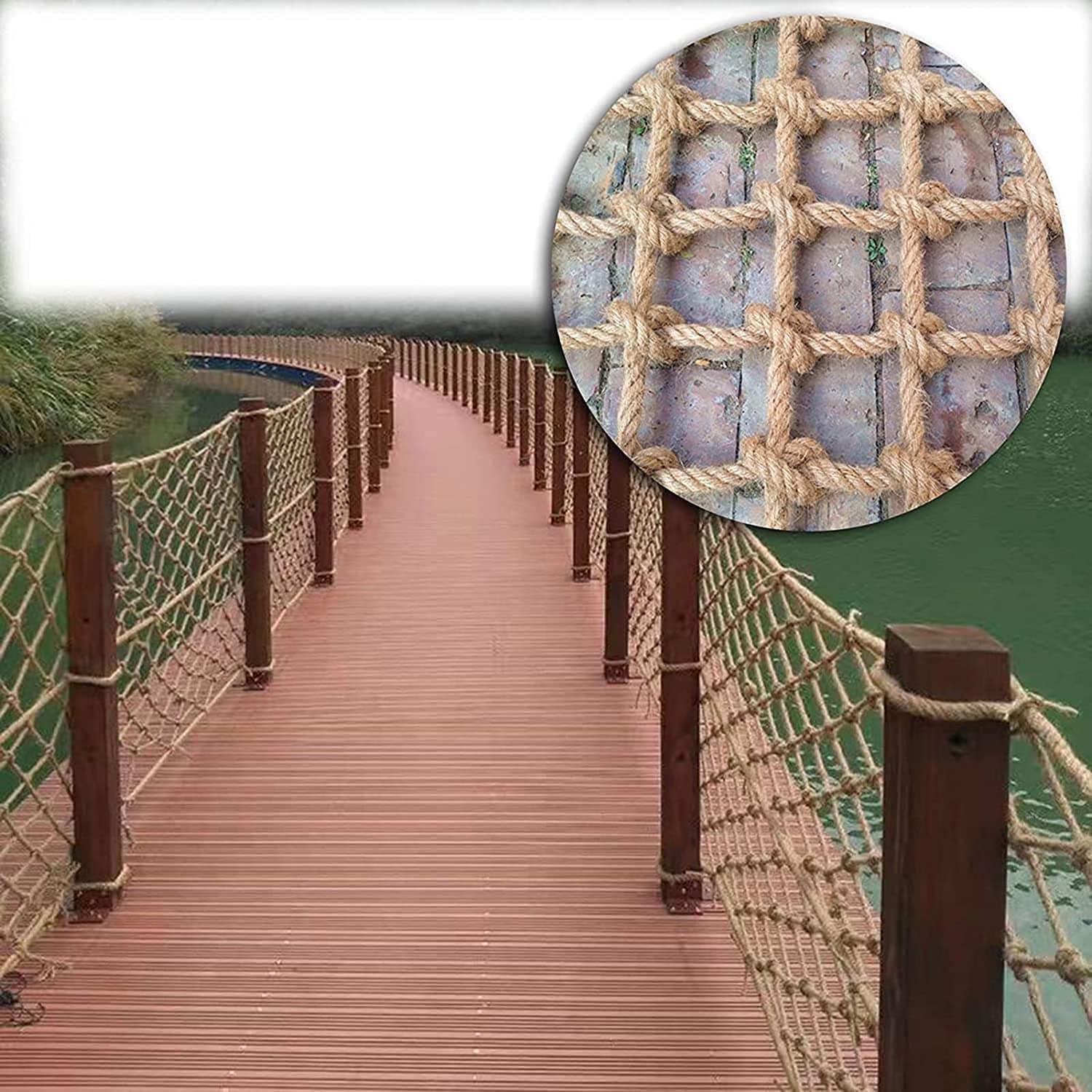 Handmade Hemp Safety Net for Kids - Eco-Friendly Retro Mesh Guardrail Durable Twisted Hemp Netting (1x) for Child Safety Indoor Decor and Play Area Protection